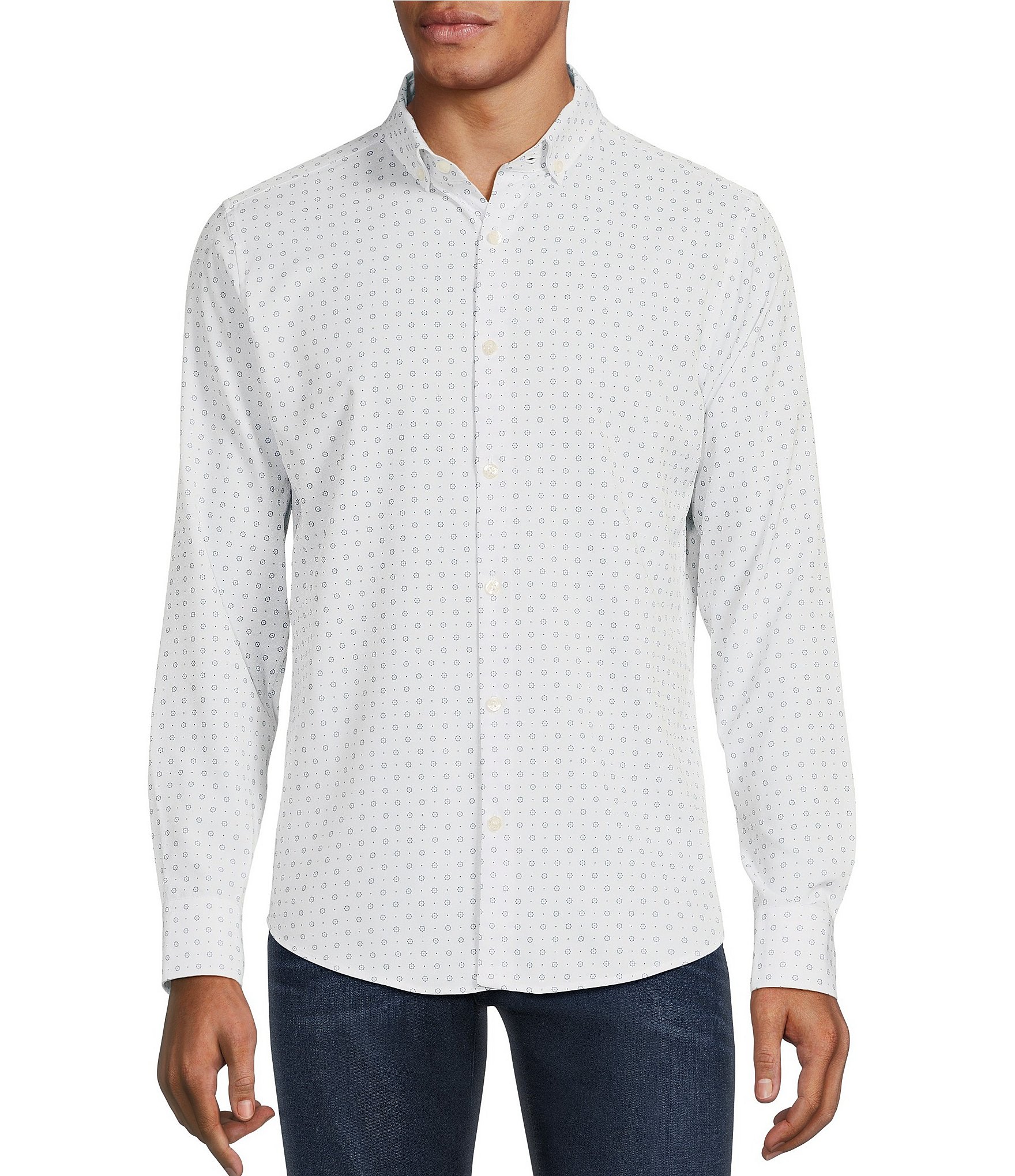 Murano Big & Tall Slim-Fit Geo Performance Long-Sleeve Woven Shirt ...