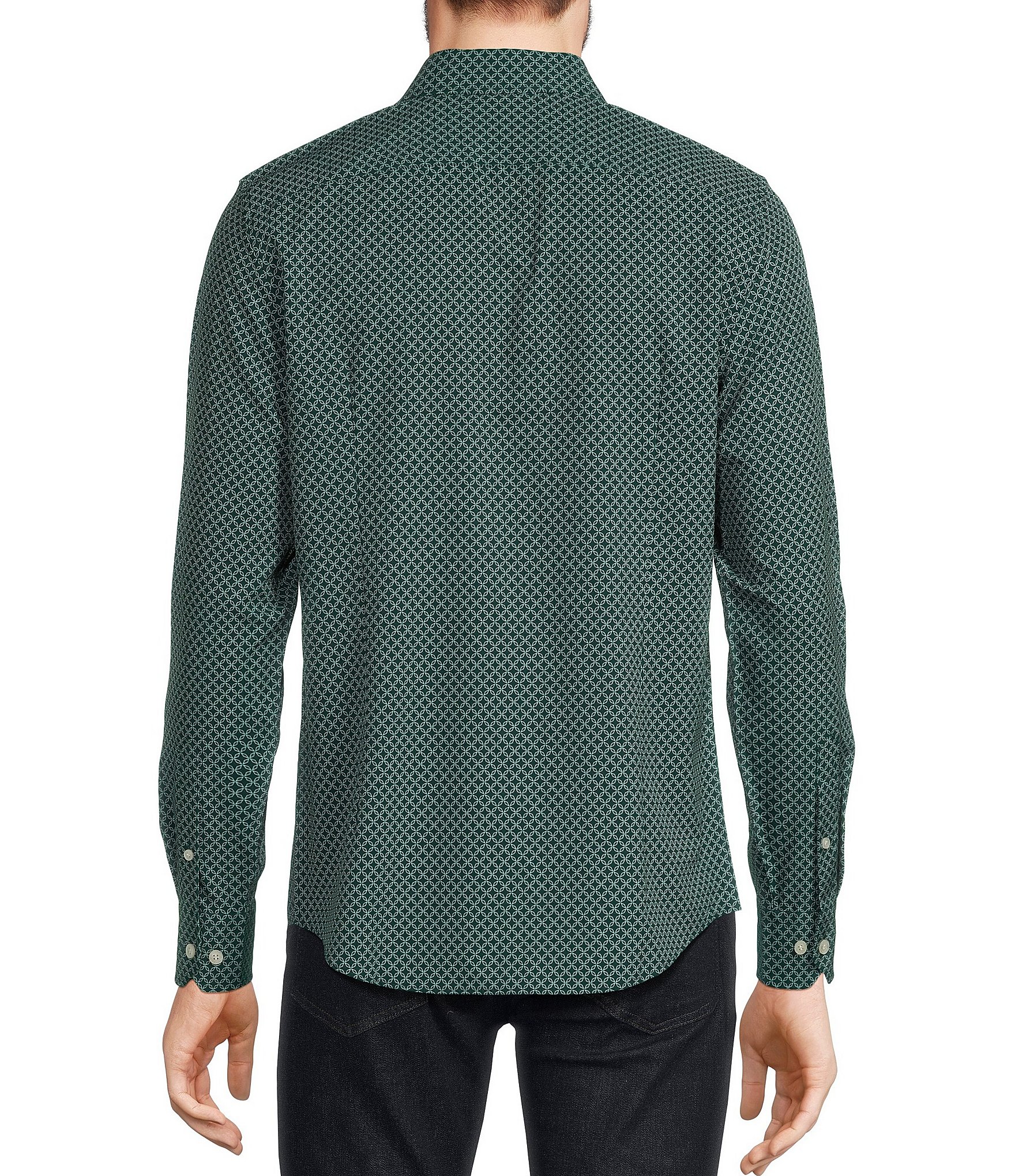 Murano Big & Tall Slim Fit Long Sleeve Geometric Print Performance Woven Shirt