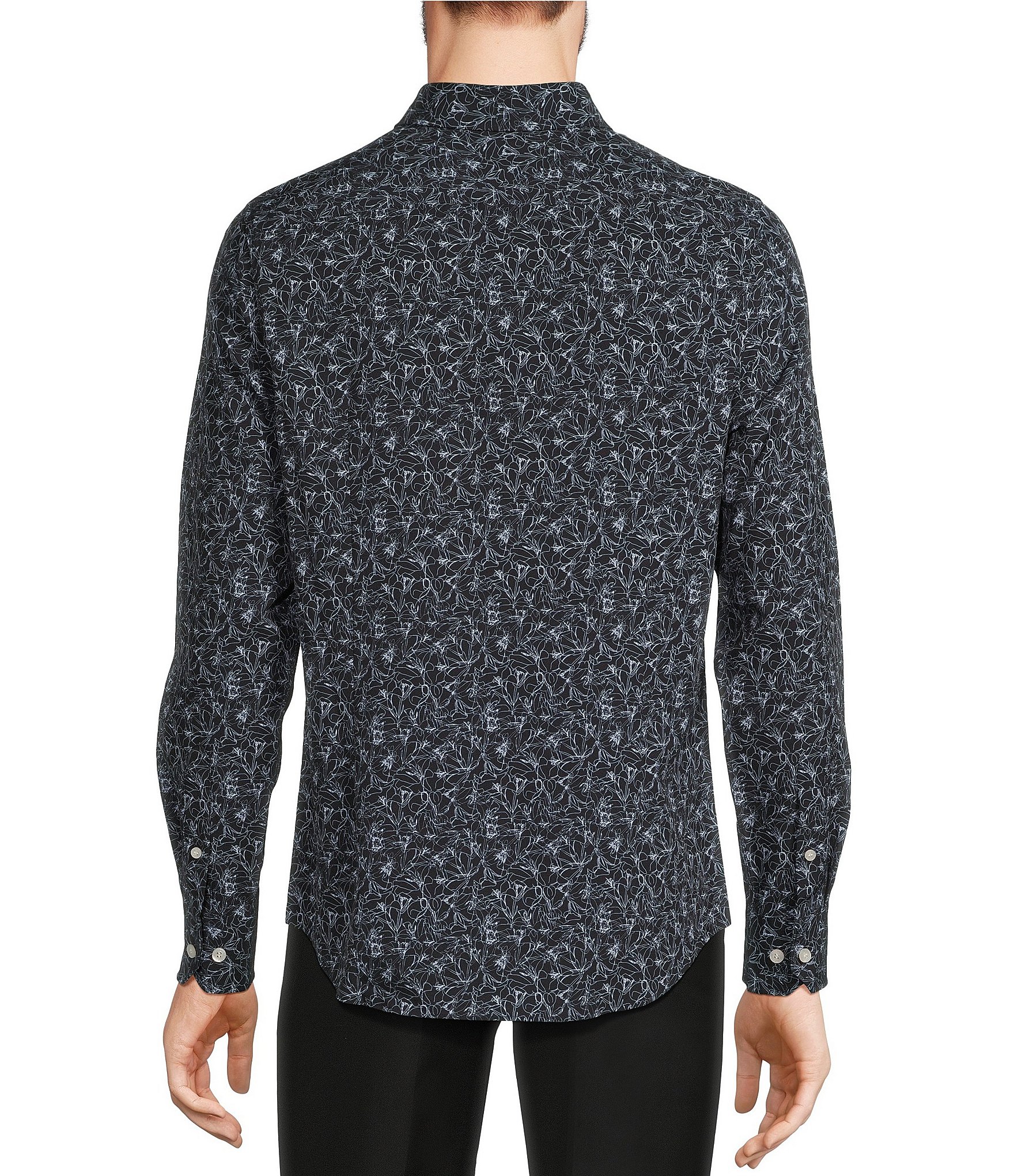 Murano Big & Tall Slim-Fit Performance Stretch Printed Long Sleeve Woven Shirt