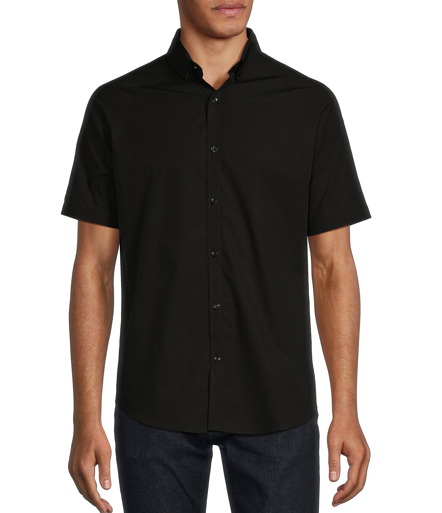 Murano Big & Tall Slim Fit Solid Poplin Short Sleeve Woven Shirt