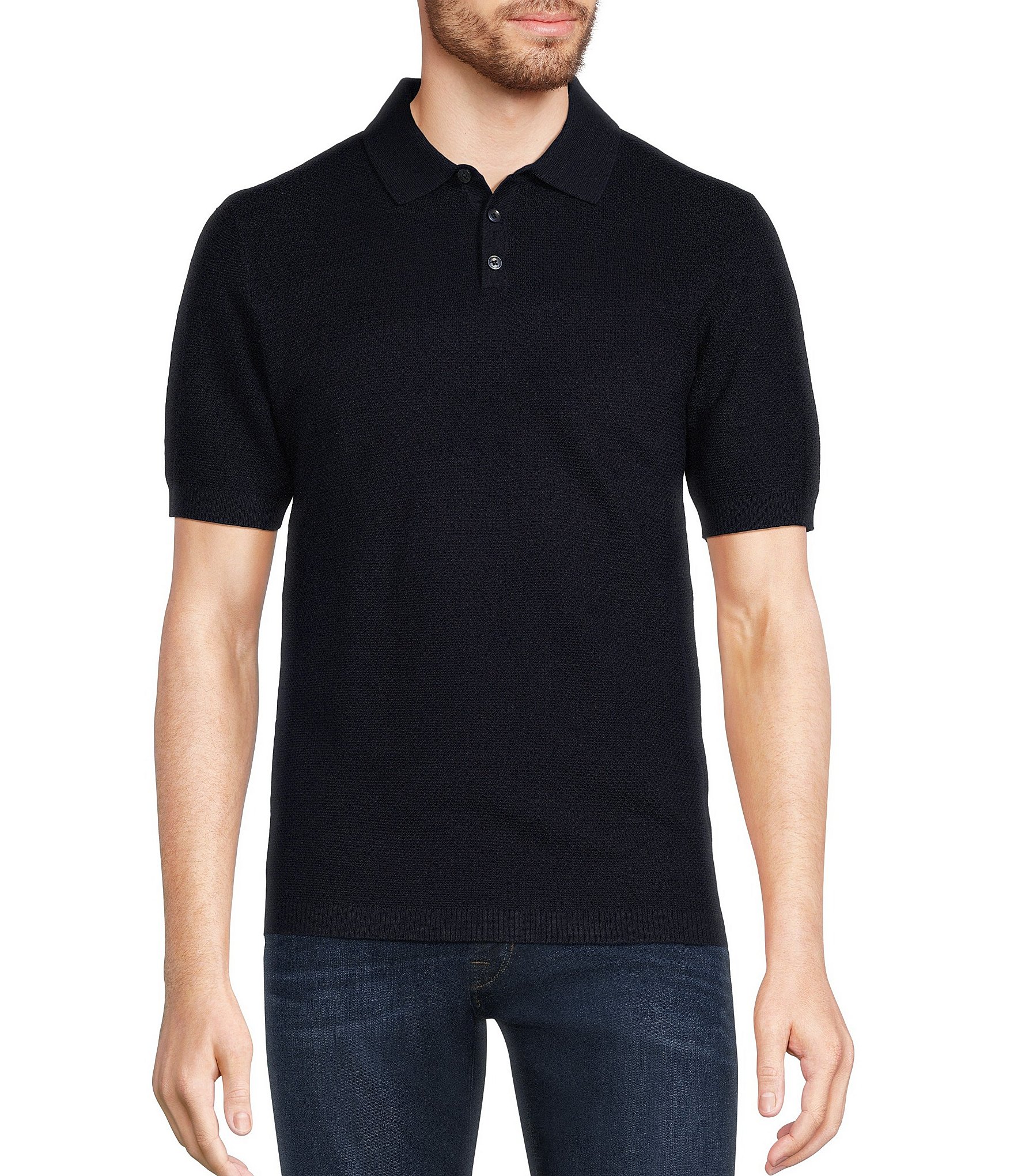 Murano Big & Tall Slim-Fit Solid Textured Polo Sweater