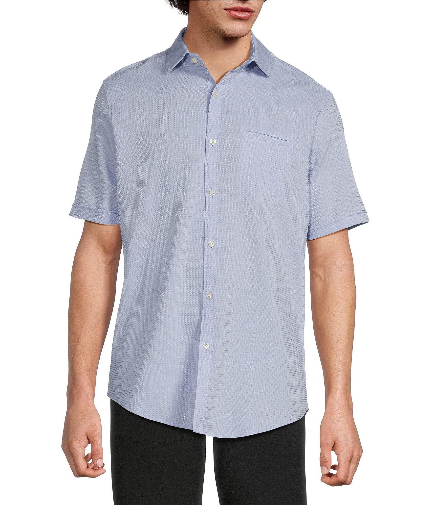 periwinkle men's dress shirts Periwinkle Blue Dobby Textured Premium Cotton Shirt