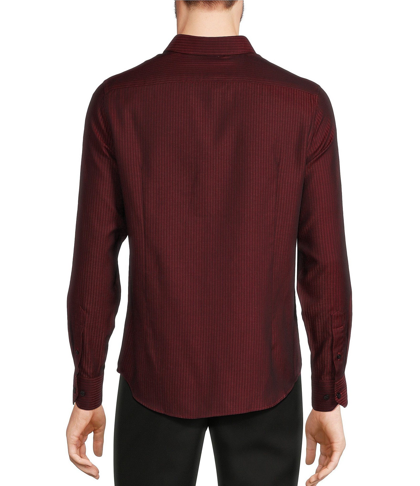 Murano Big & Tall Timeless Twenties Collection Slim Fit Herringbone Print Long Sleeve Woven Shirt