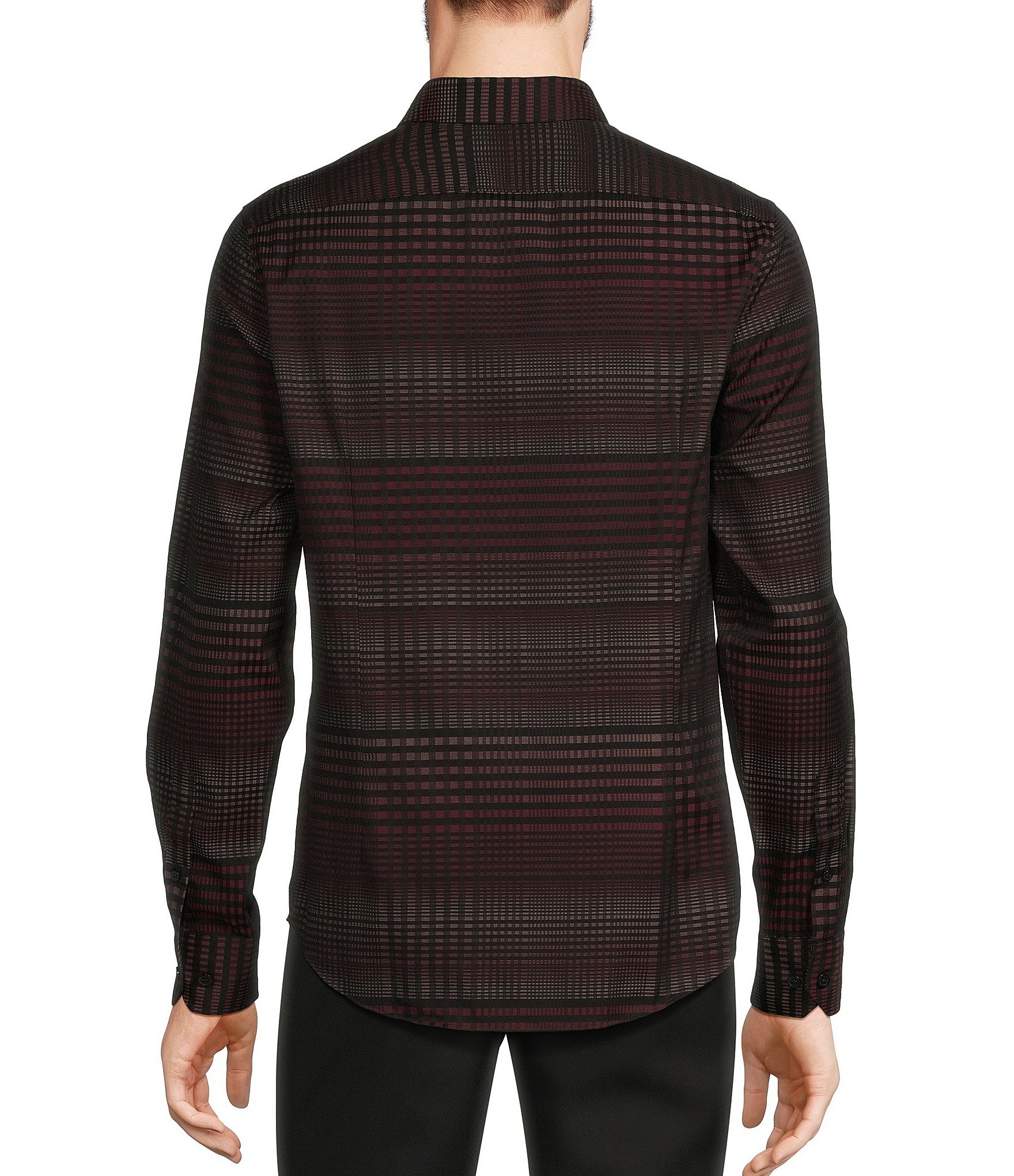 Murano Big & Tall Timeless Twenties Collection Slim Fit Plaid Jacquard Long Sleeve Woven Shirt