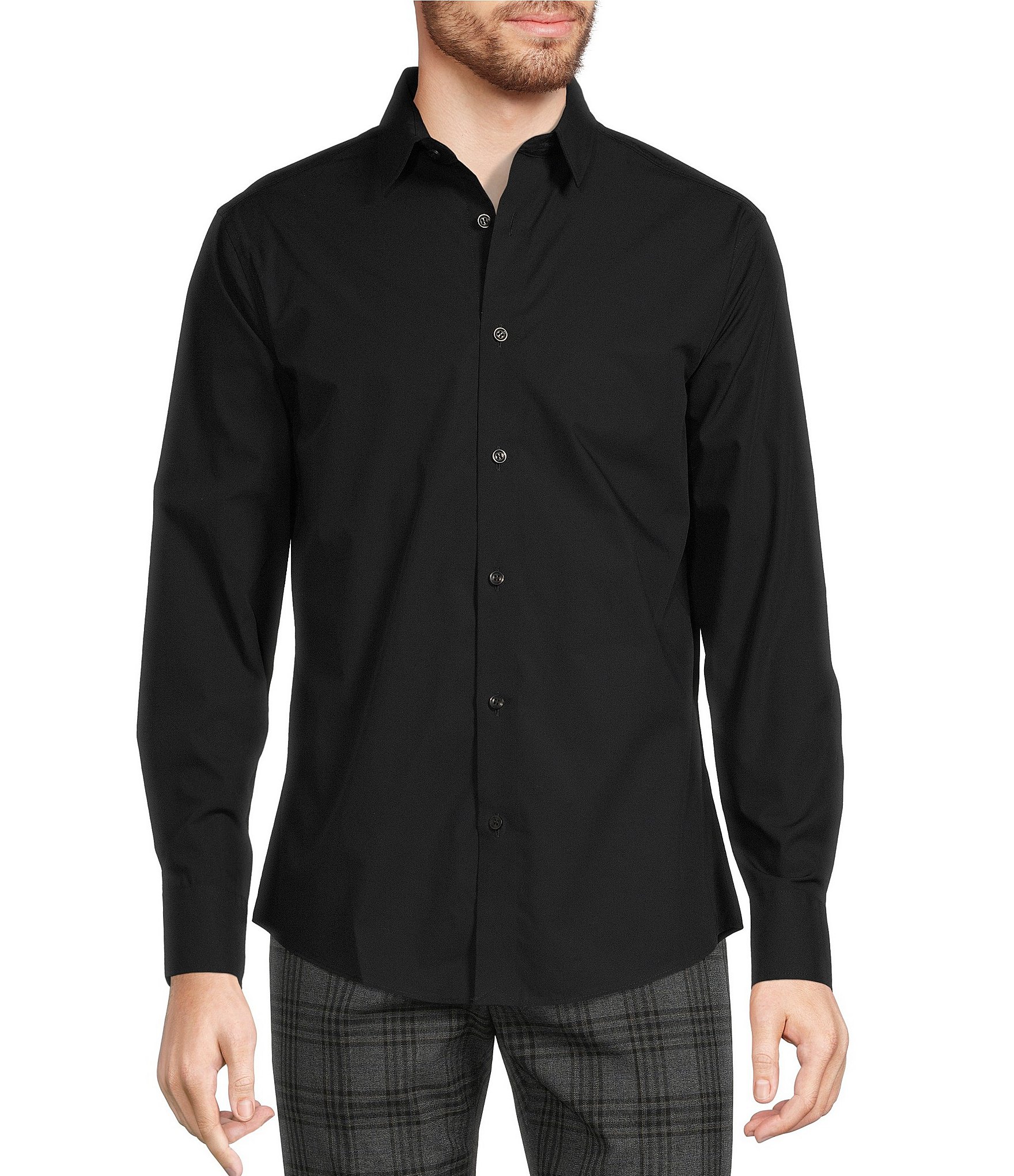 Murano Big & Tall Wardrobe Essentials Solid Long-Sleeve Woven Shirt