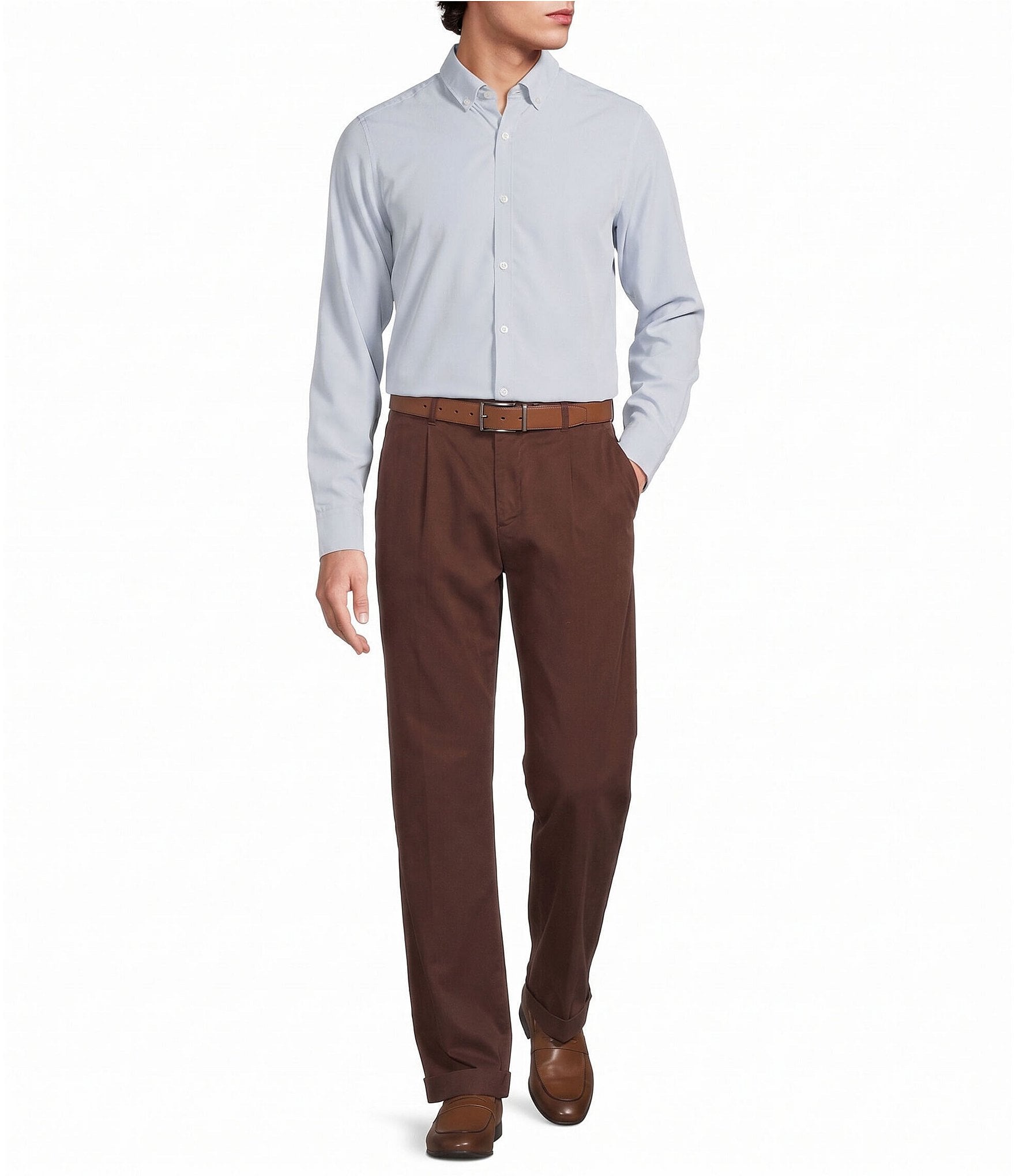 Murano Big & Tall Weekend Edit Slim Fit Solid Long Sleeve Woven Shirt