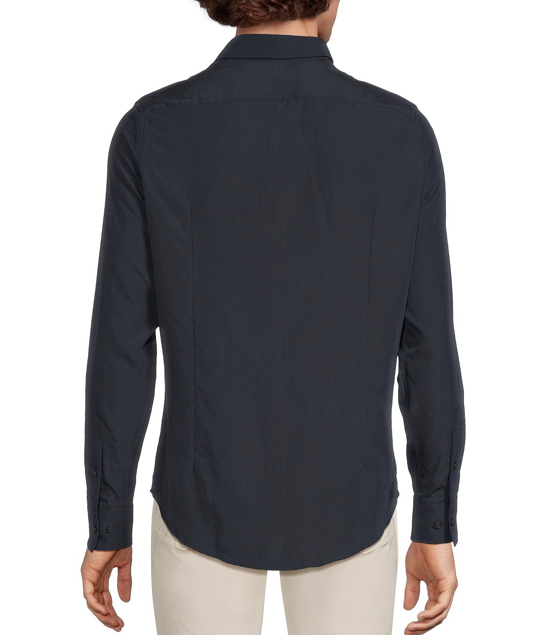 Murano Big & Tall Weekend Edit Slim Fit Solid Long Sleeve Woven Shirt
