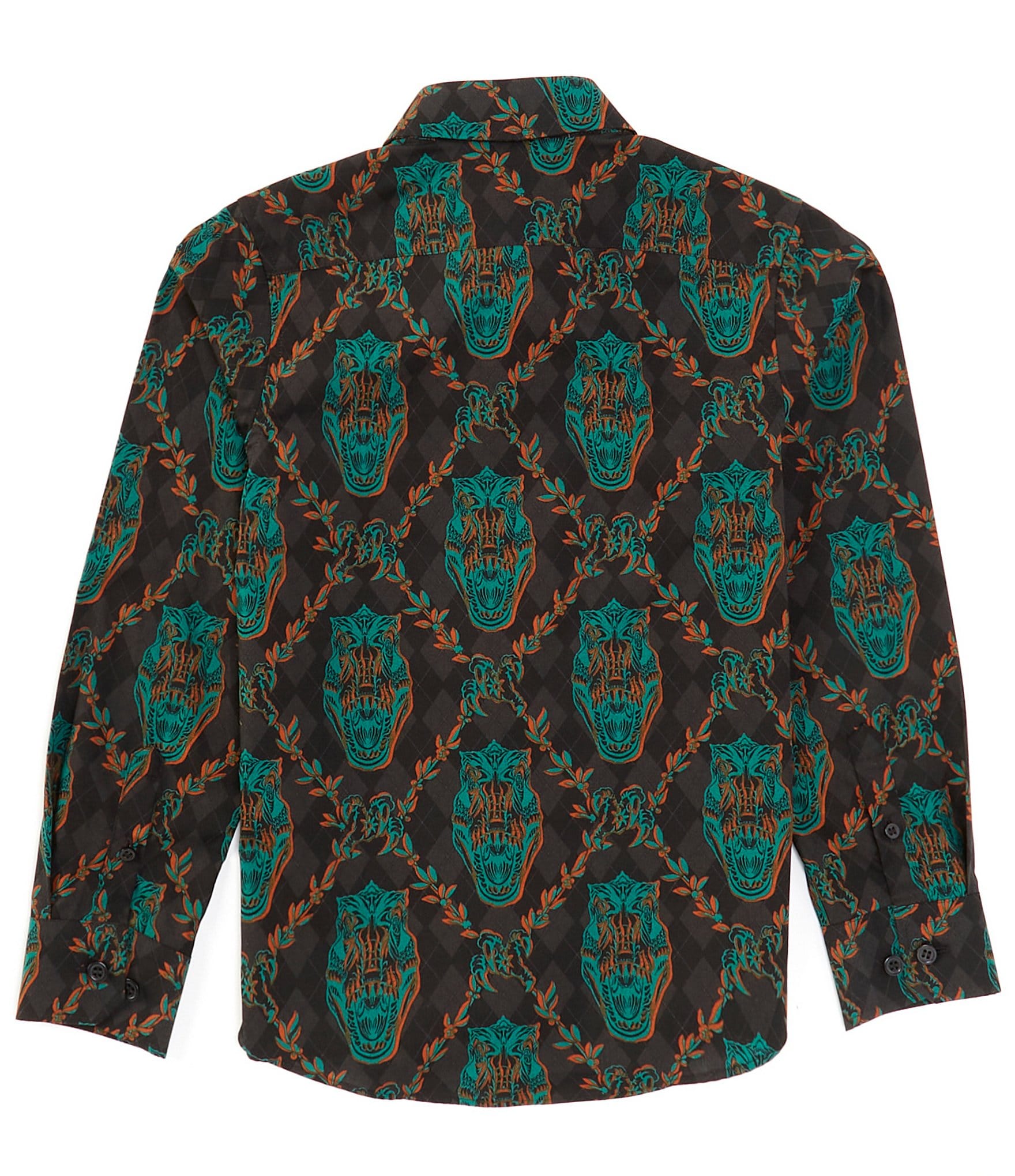 Murano Big Boys 8-20 Dino Print Long Sleeve Woven Shirt