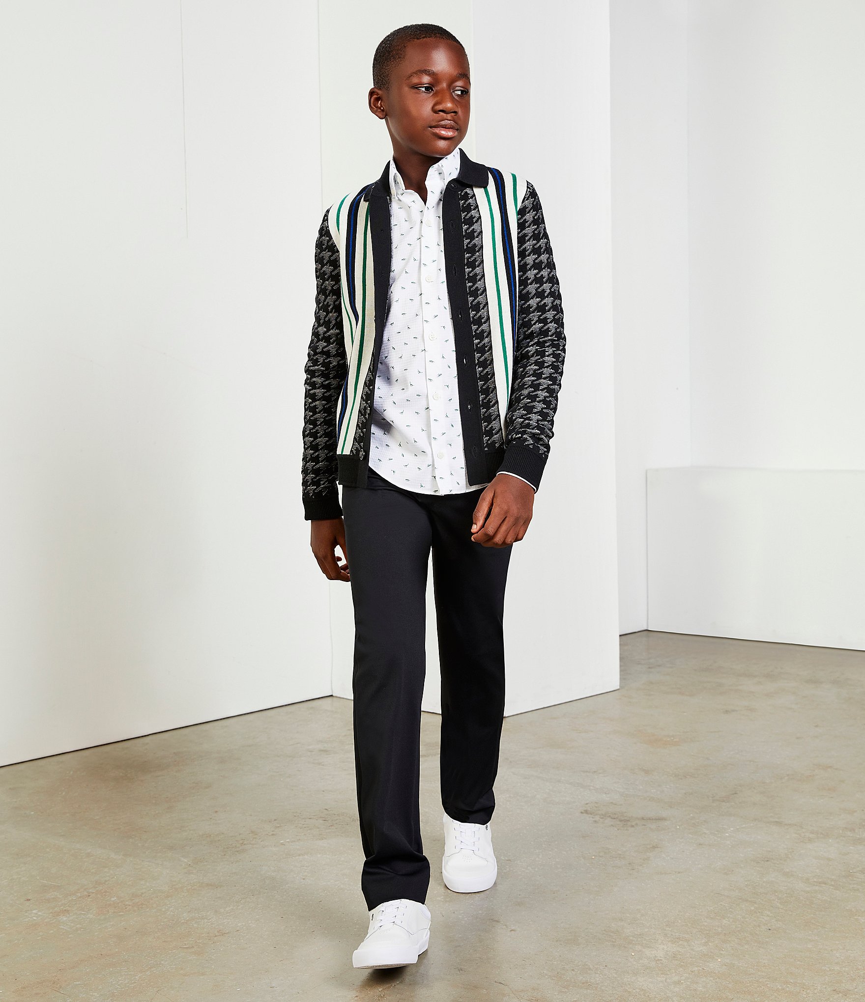 Murano Big Boys 8-20 Long Sleeve Houndstooth Cardigan