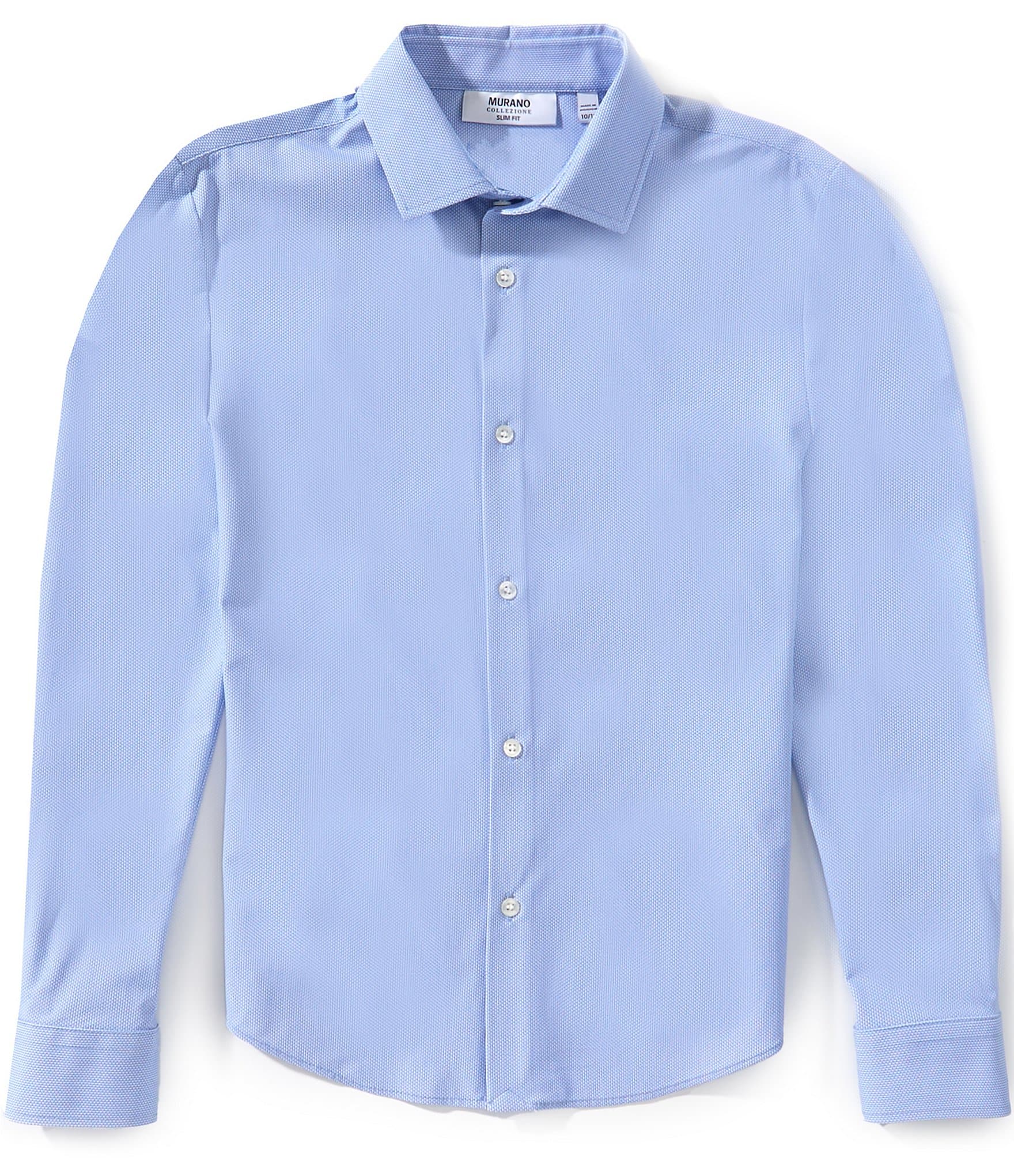 Murano Big Boys Collezione Canclini Slim Fit Micro Pattern Long Sleeve Techno Woven Shirt