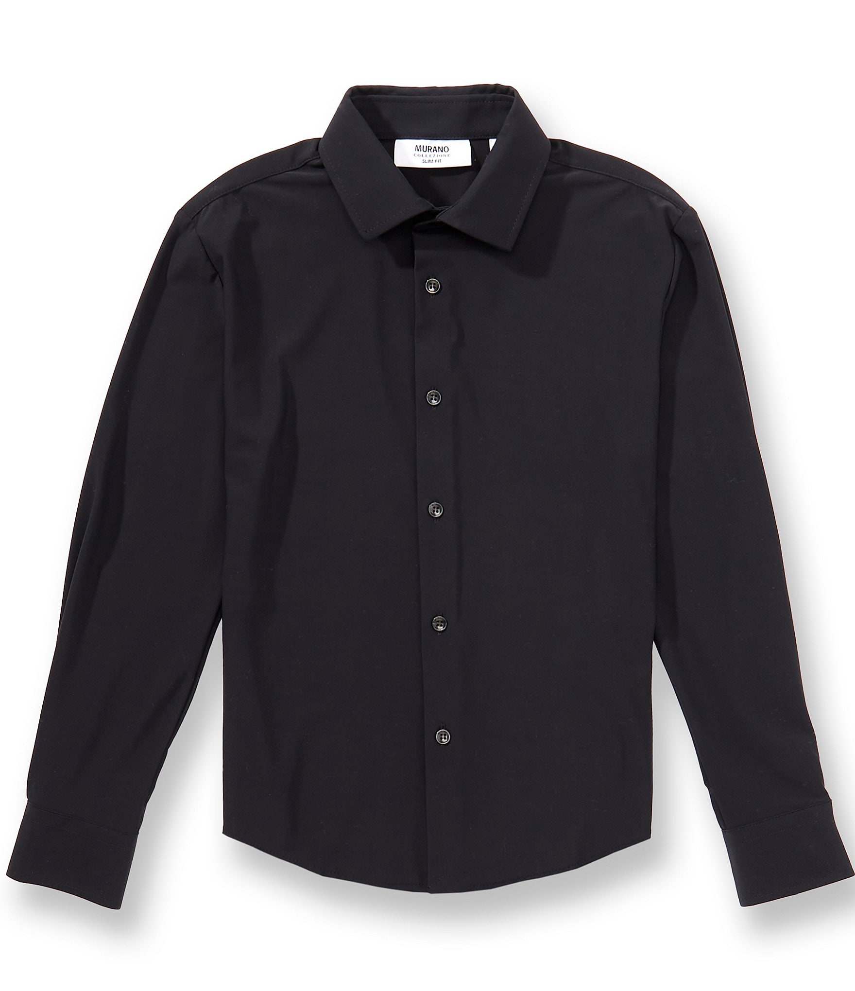 Murano Big Boys Collezione Canclini Slim Fit Solid Long Sleeve Techno Woven Shirt