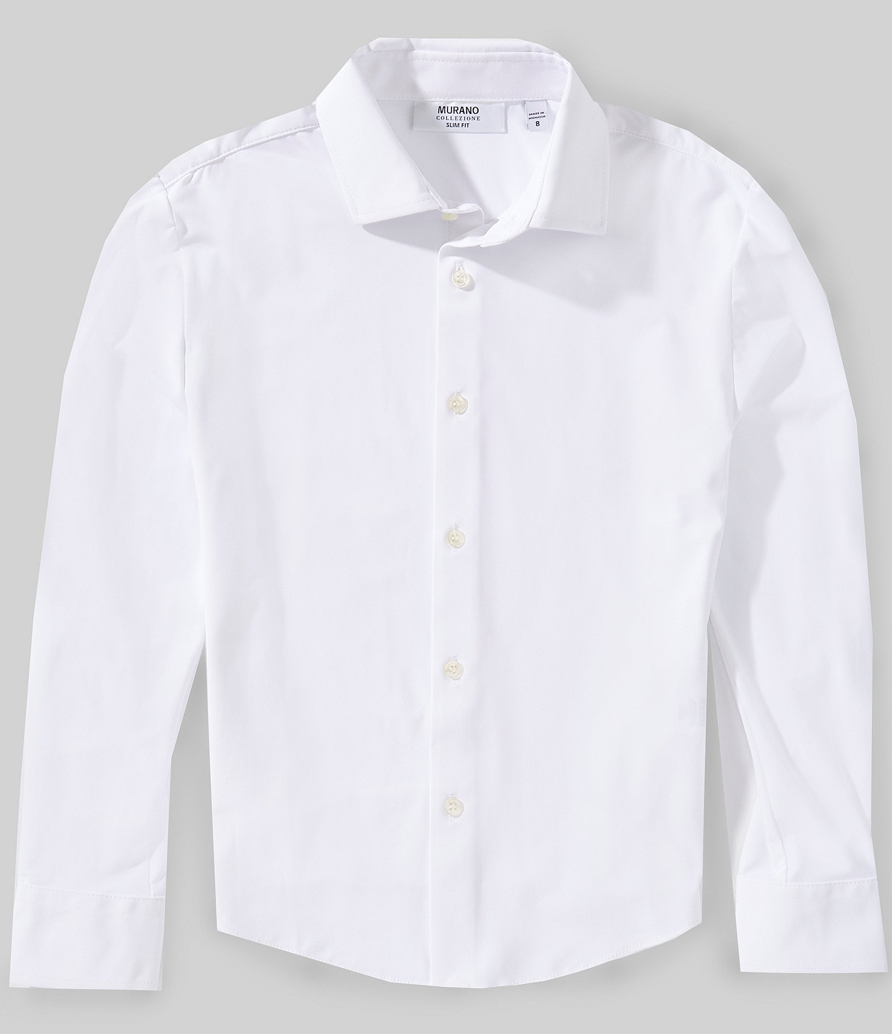 Murano Big Boys Collezione Canclini Slim Fit Solid Long Sleeve Techno Woven Shirt