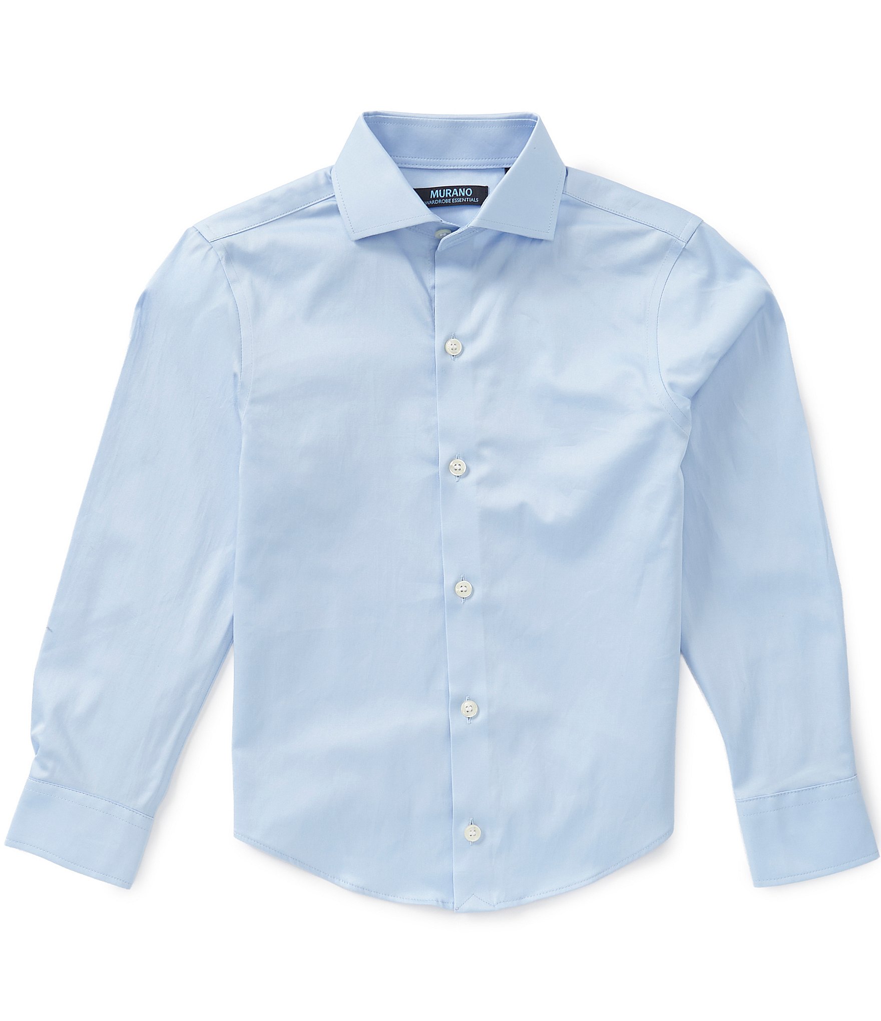 Murano Big Boys Spread Collar Button Down Long Sleeve Sateen Dress Shirt