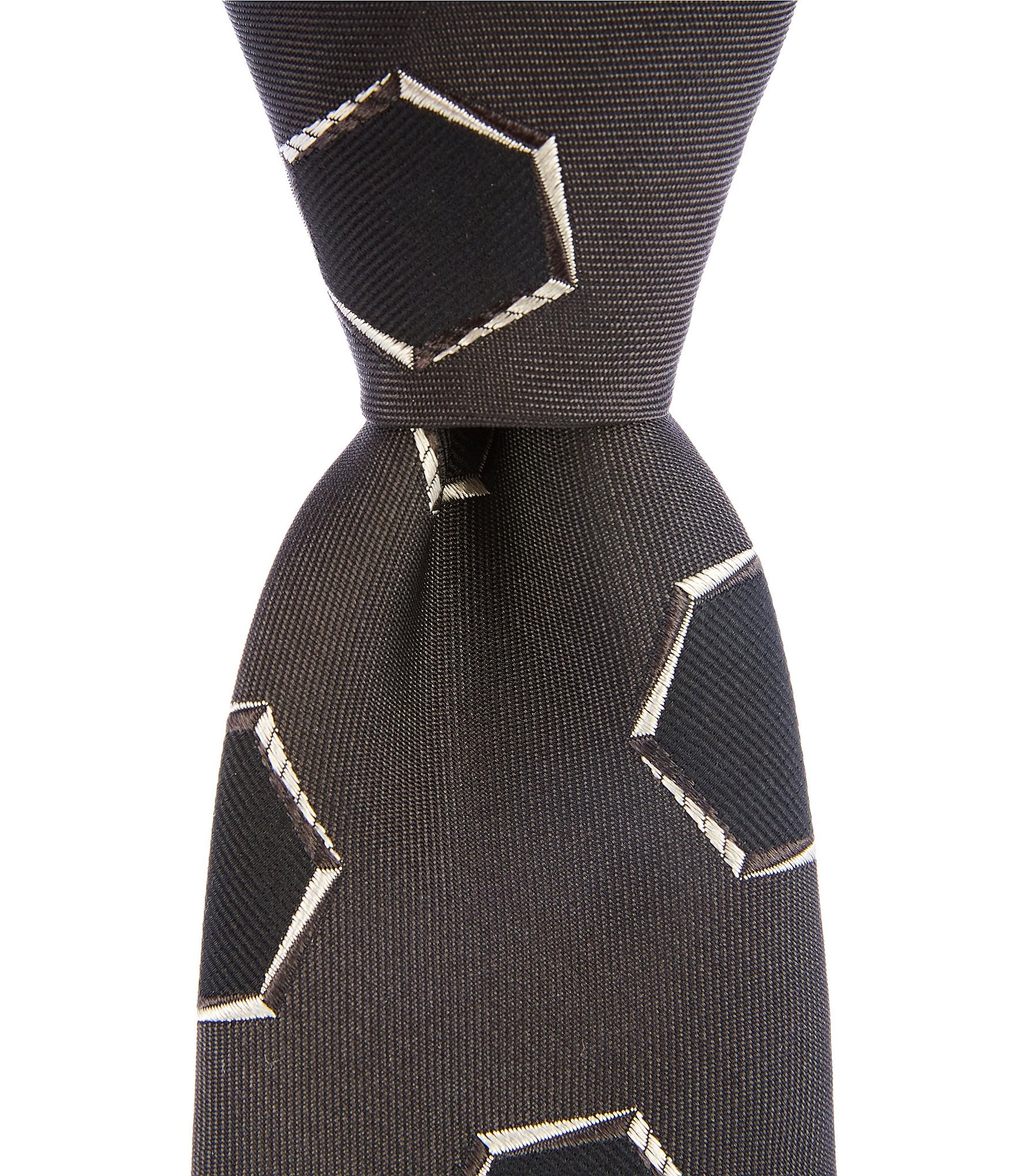 Murano Black Hexagon Narrow Silk Blend Tie