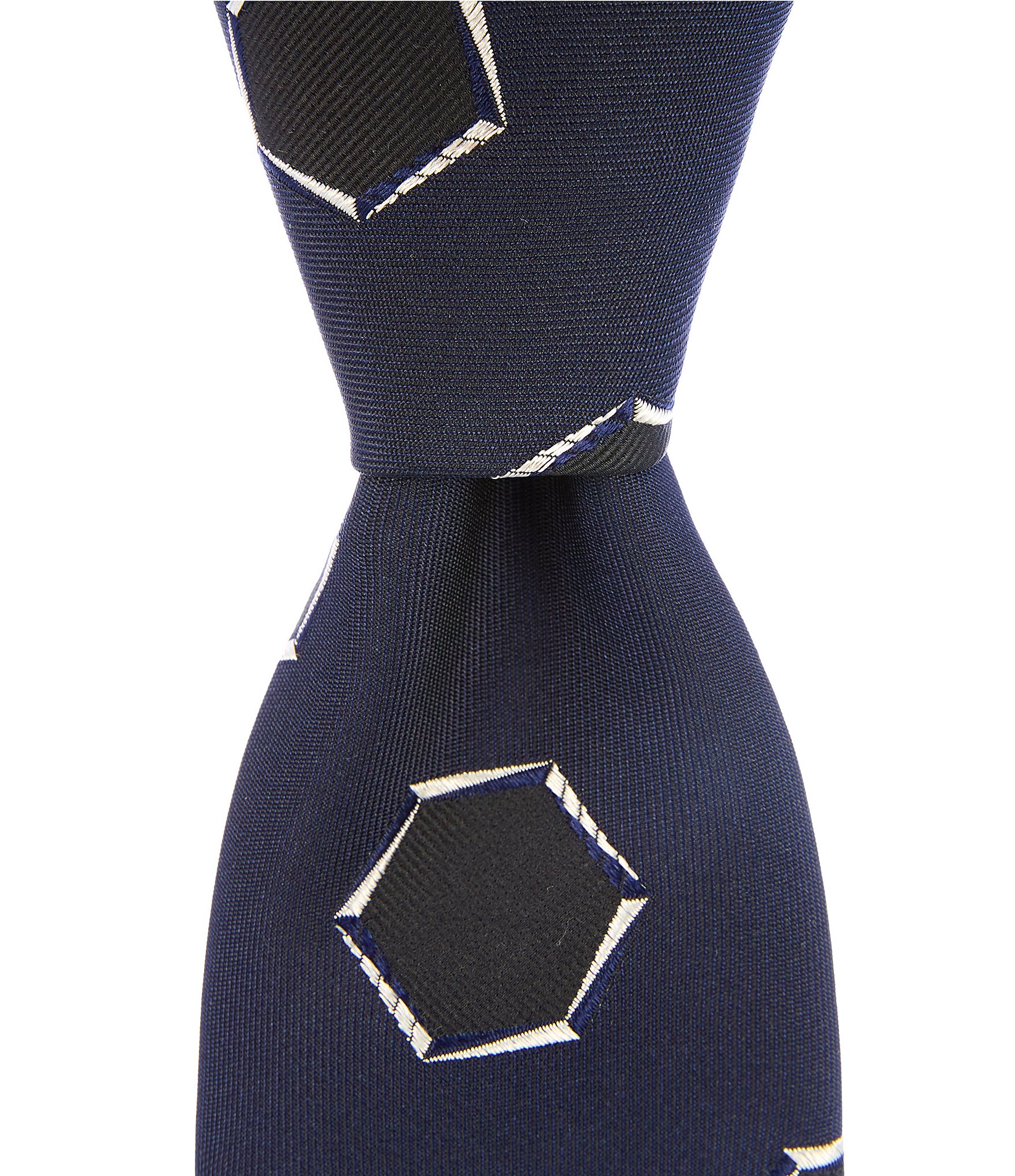 Murano Black Hexagon Narrow Silk Blend Tie