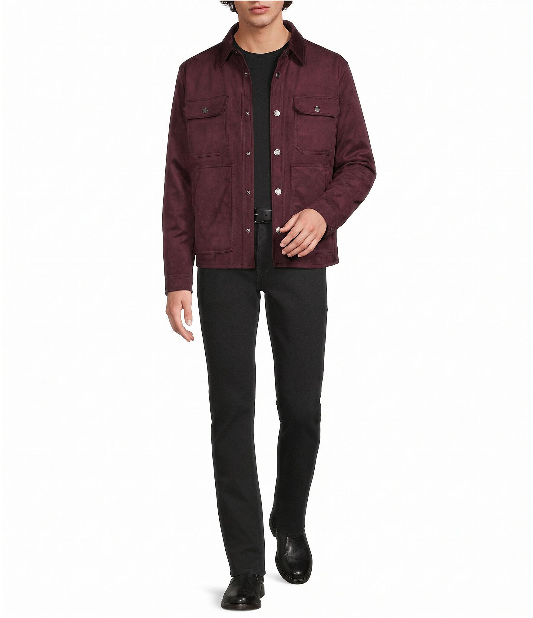 Murano Button Up Faux Suede Trucker Jacket