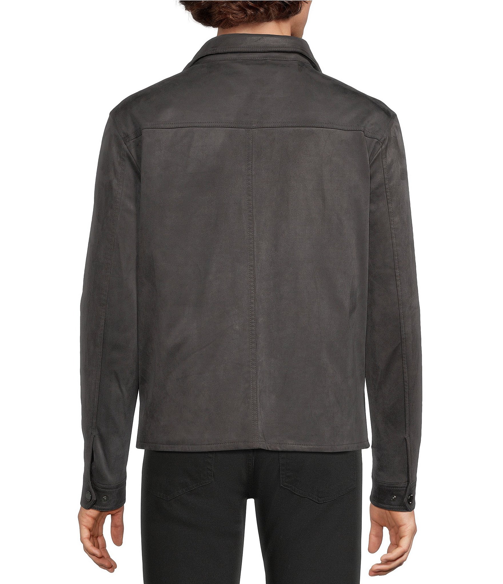 Murano Button Up Faux Suede Trucker Jacket