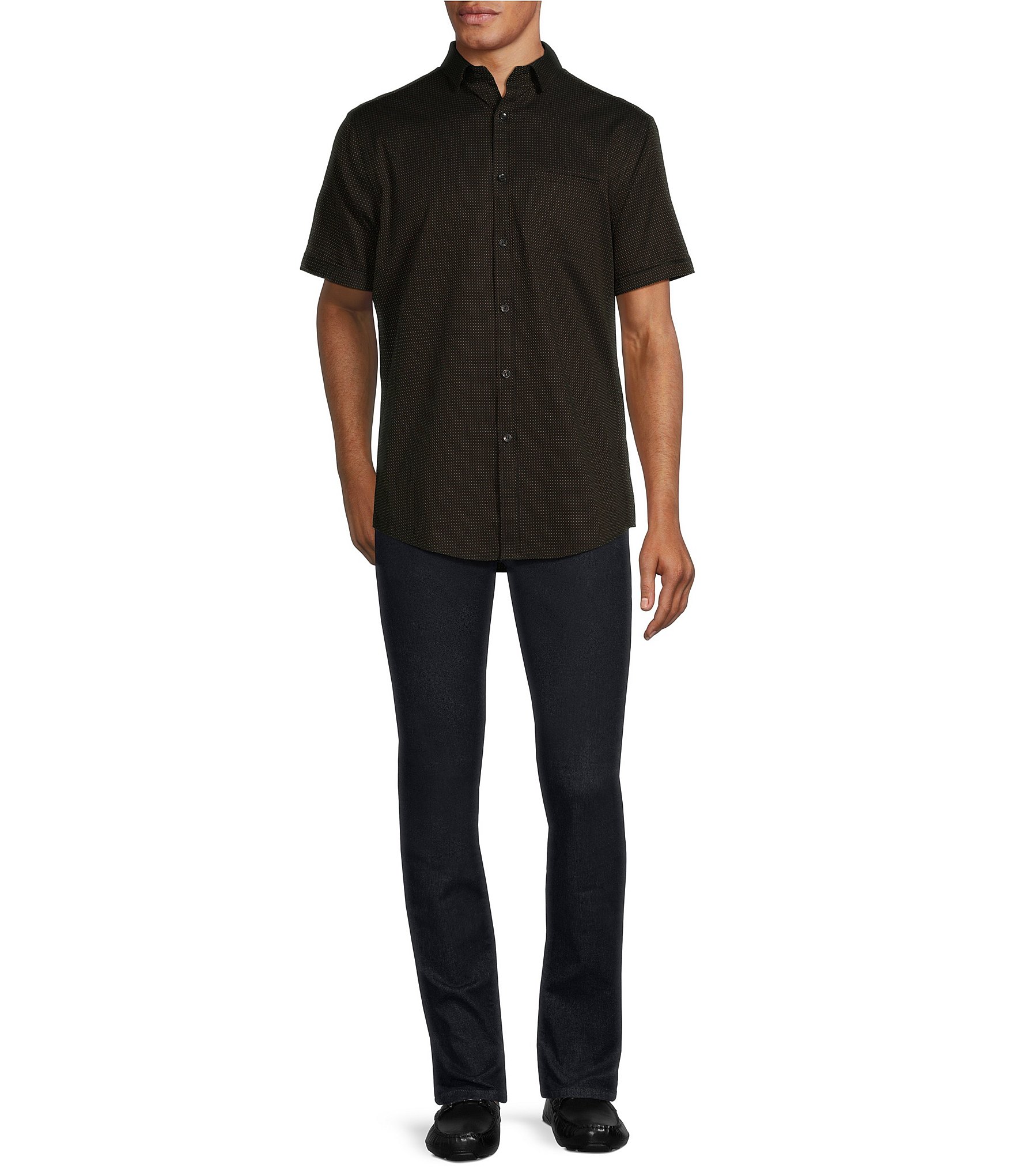 Murano Classic Fit Dot Dobby Short-Sleeve Woven Shirt