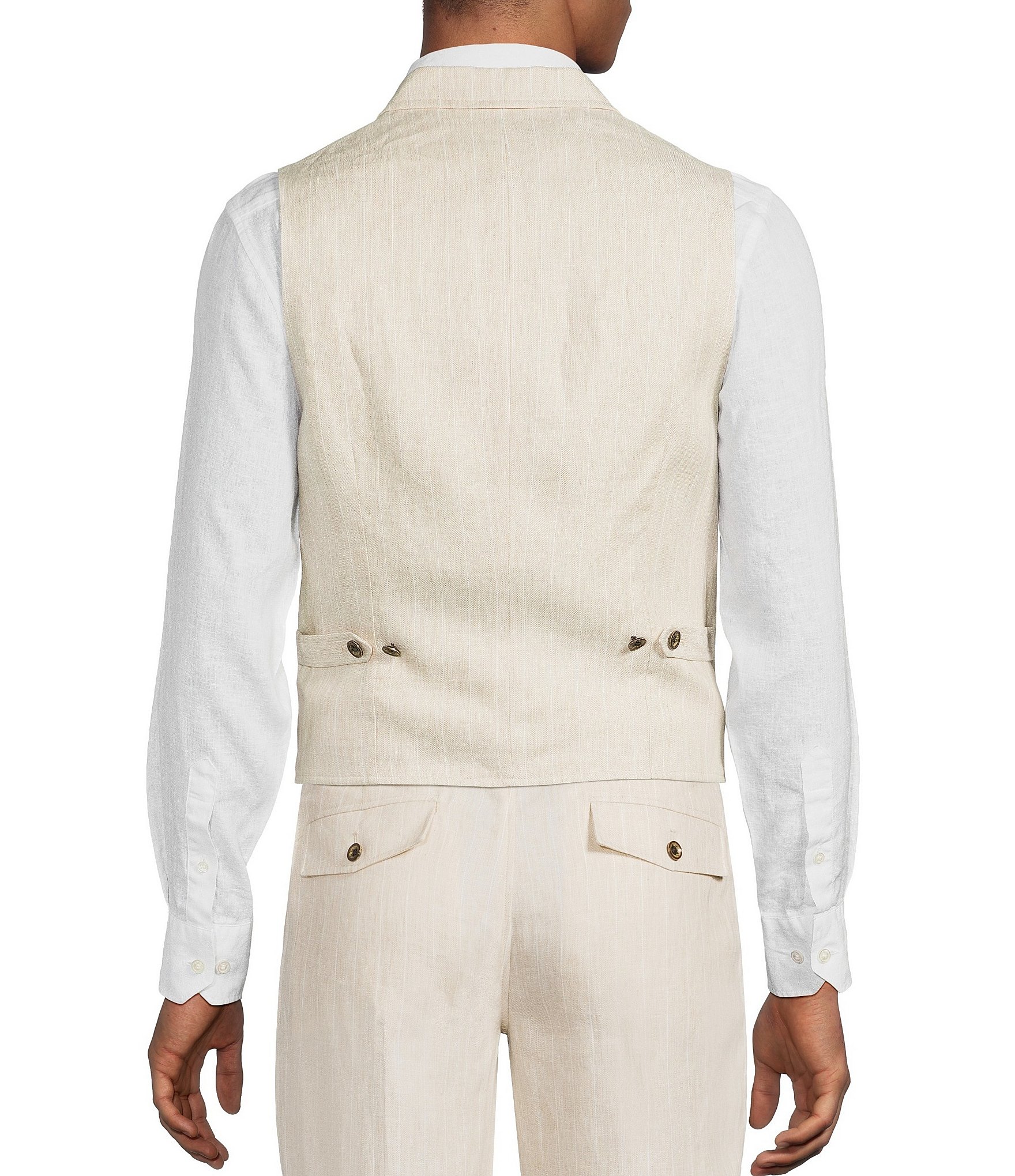 Murano Classic Fit Linen Suit Separates Stripe Vest