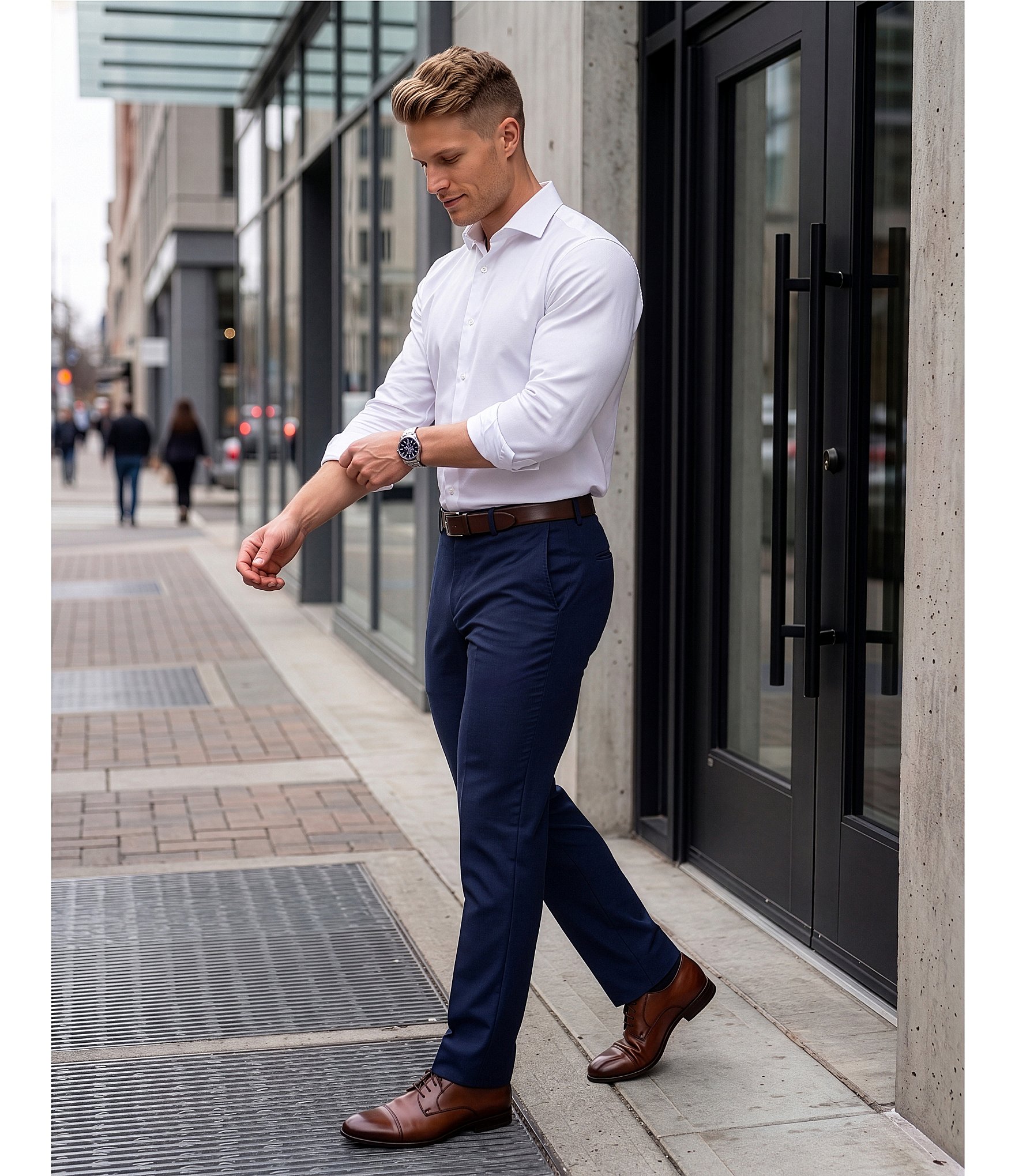 Murano Collezione Alex Slim Fit Performance Bi-Stretch Solid Suit Separates Flat Front Dress Pants