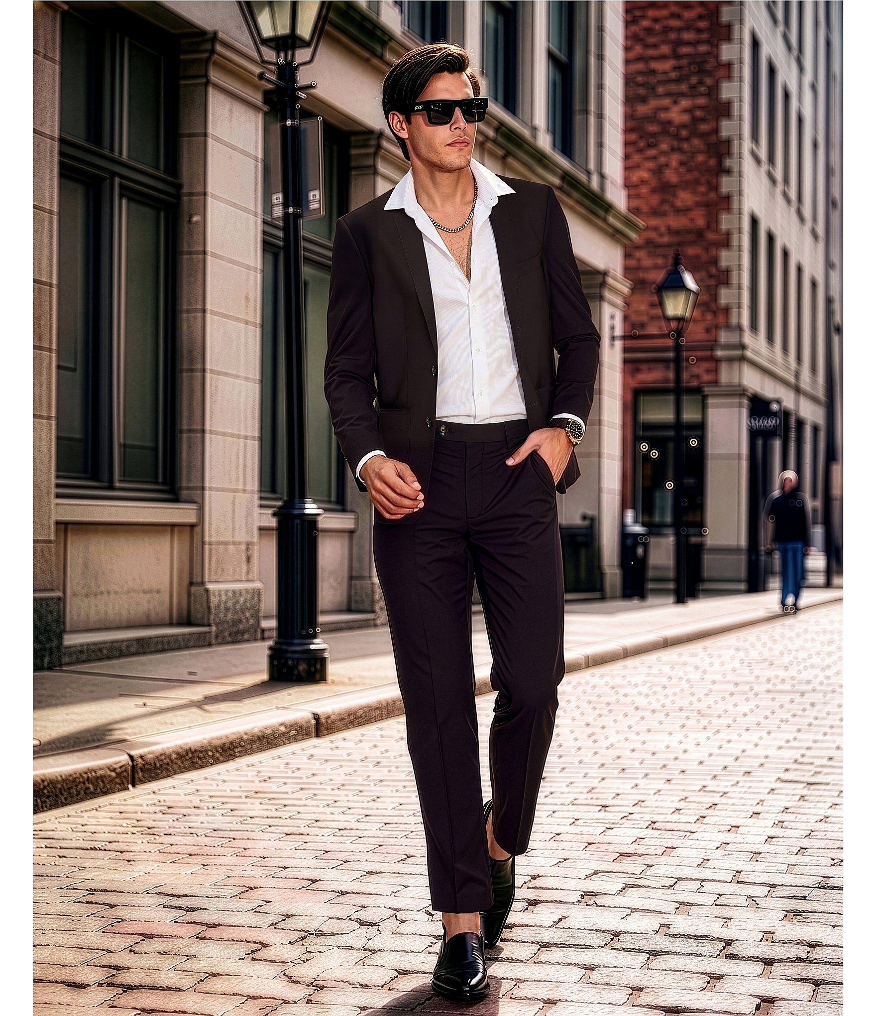 Murano Collezione Alex Slim Fit Performance Bi-Stretch Solid Suit Separates Flat Front Dress Pants