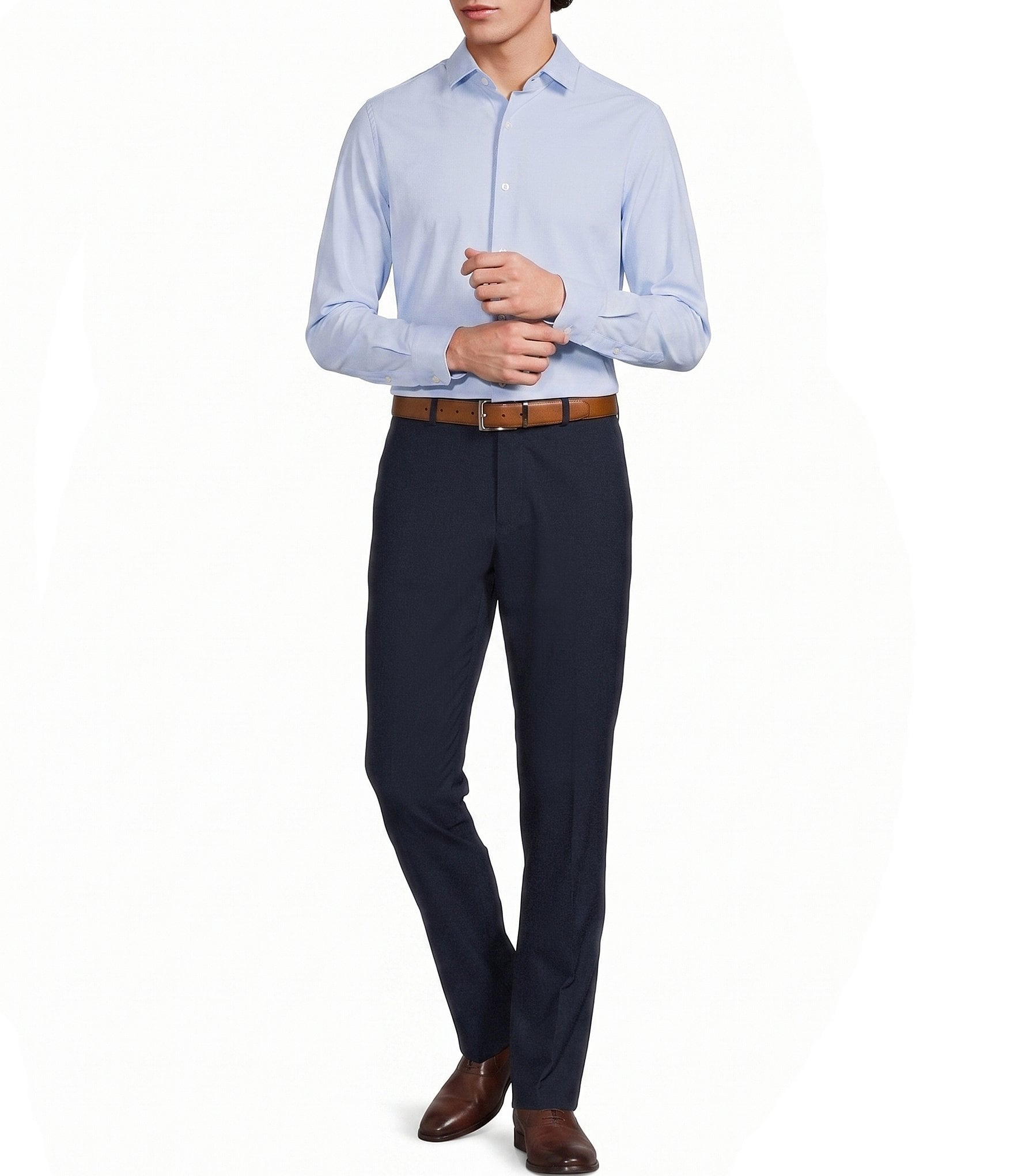 Murano Collezione Alex Slim Fit Performance Bi-Stretch Solid Suit Separates Flat Front Dress Pants