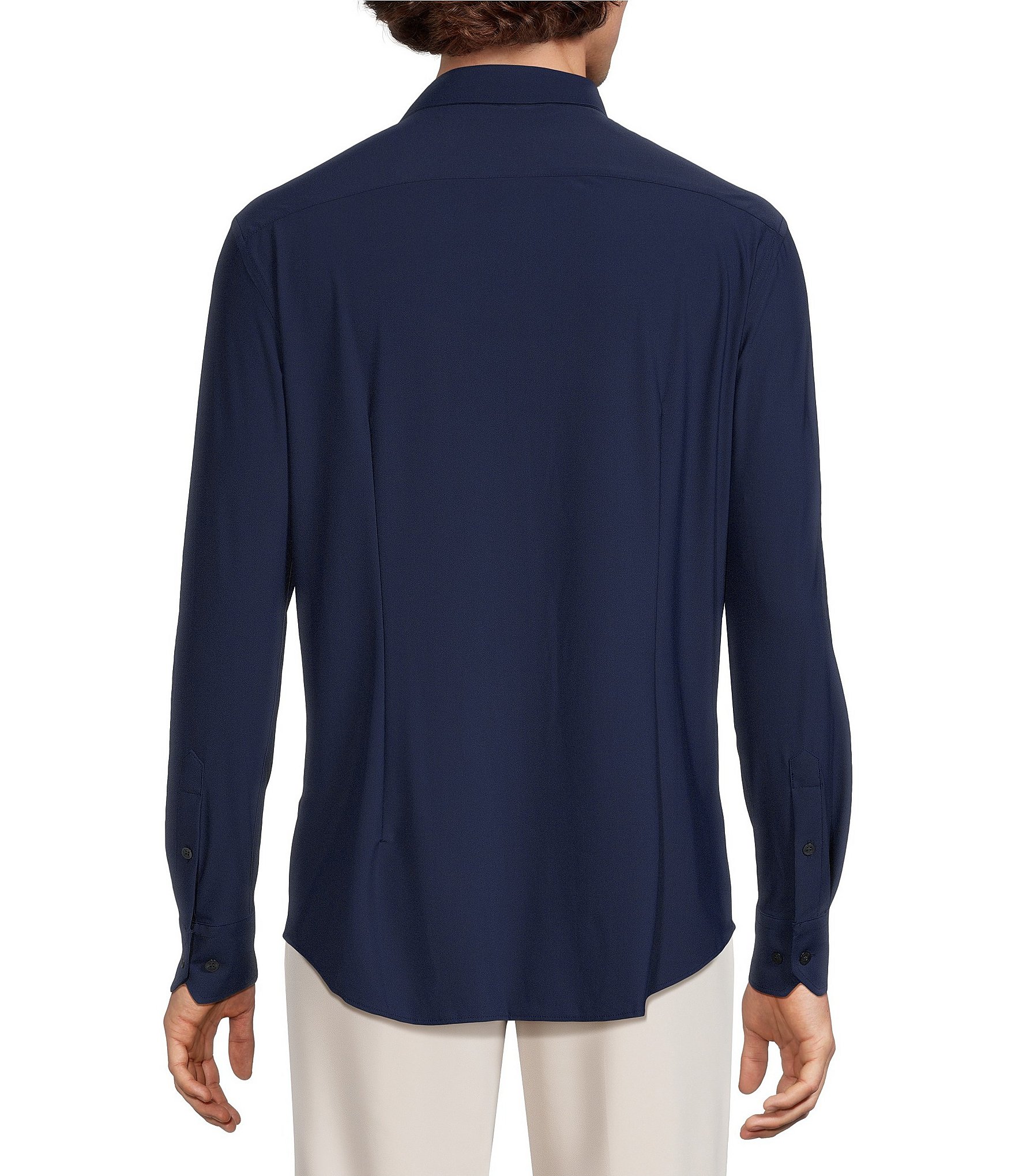 Murano Collezione Canclini Athletic Fit Solid Long-Sleeve Techno Woven Shirt