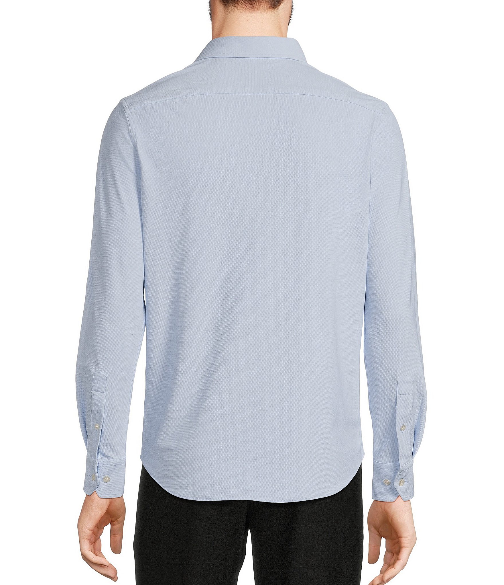 Murano Collezione Eurojersey Slim-Fit Performance Stretch Solid Textured Long Sleeve Woven Shirt