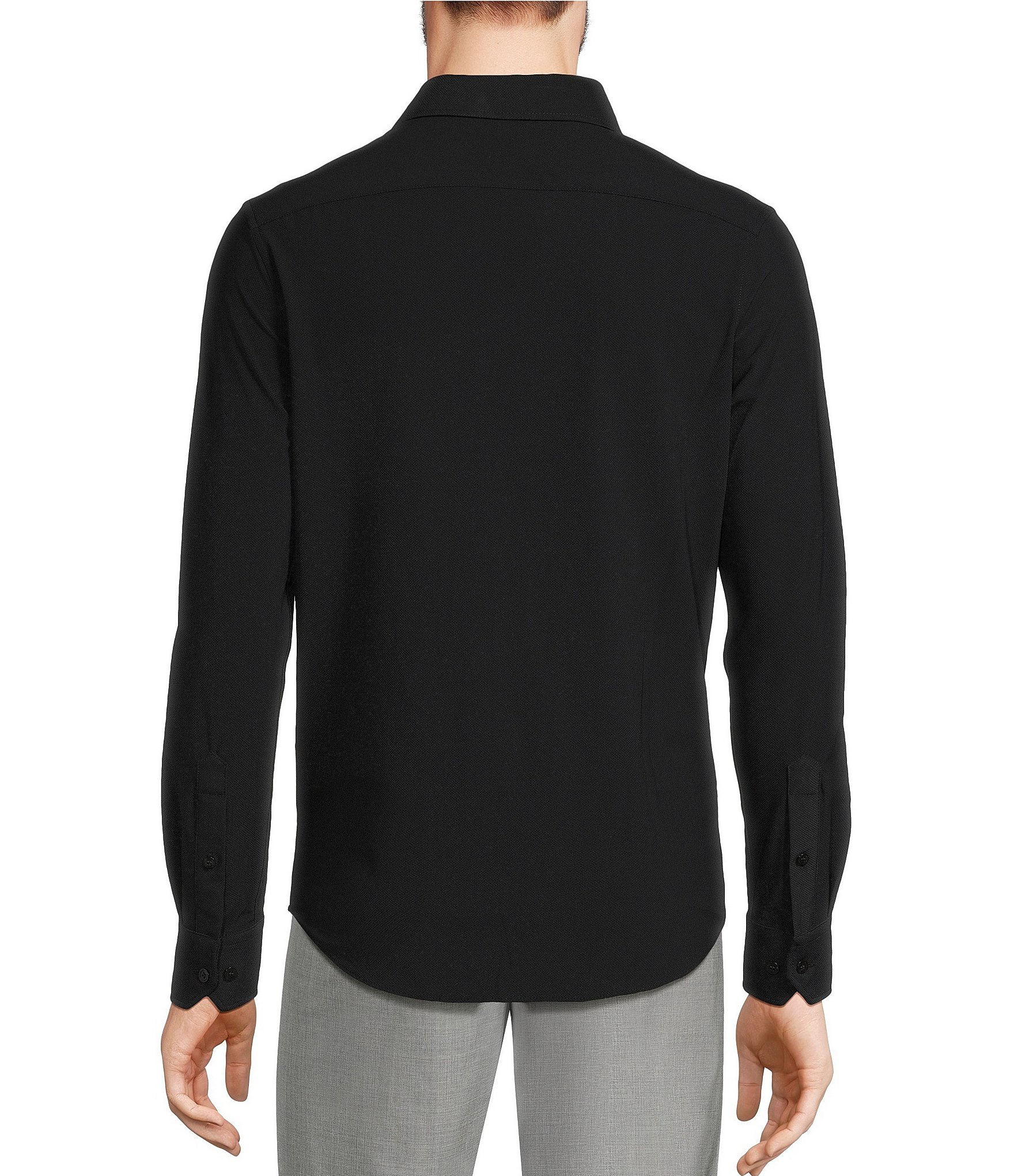 Collezione Eurojersey Slim-Fit Stretch Solid Textured Long Sleeve Woven Shirt