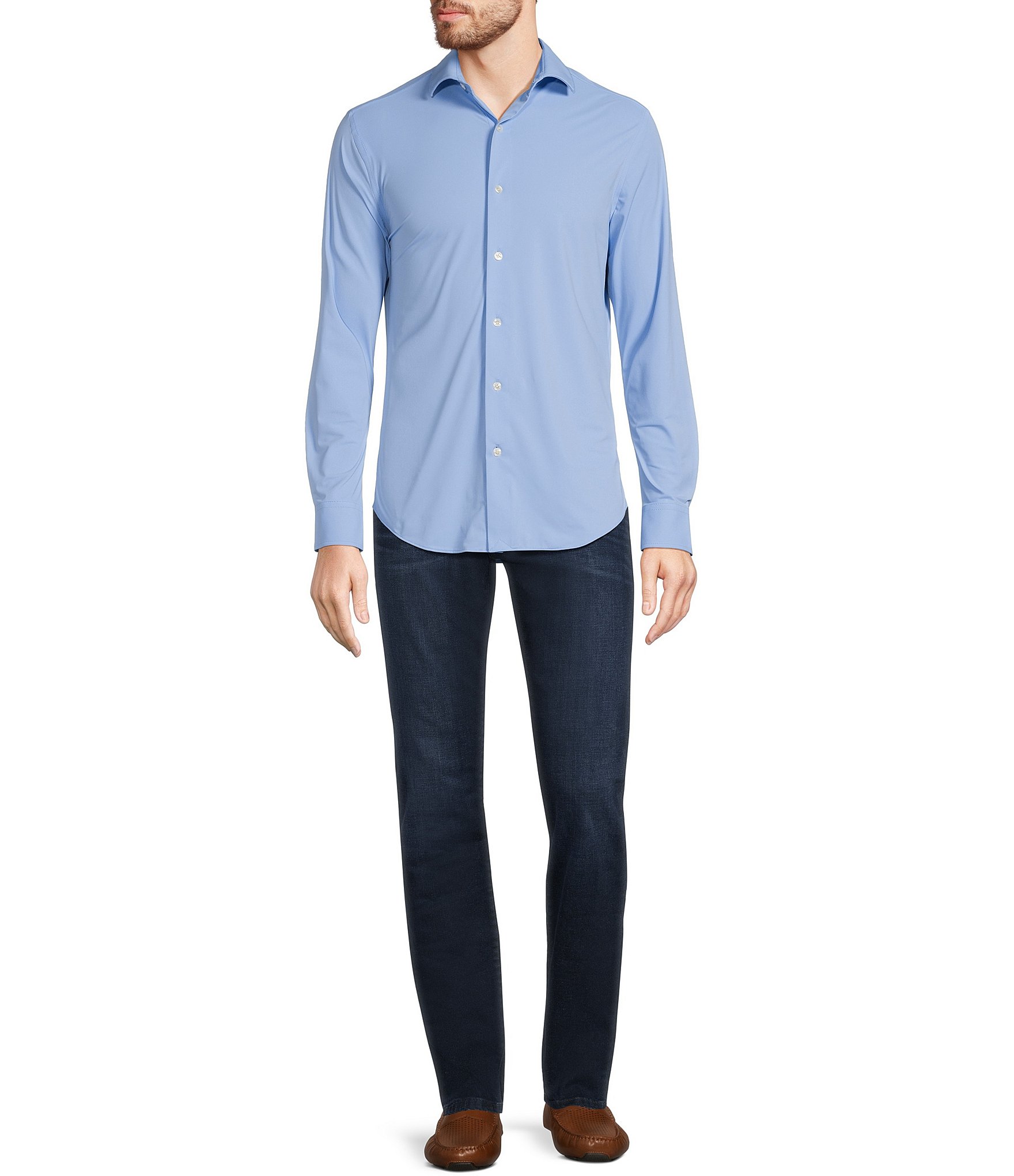 Murano Collezione Canclini Slim-Fit Solid Long-Sleeve Techno Woven Shirt