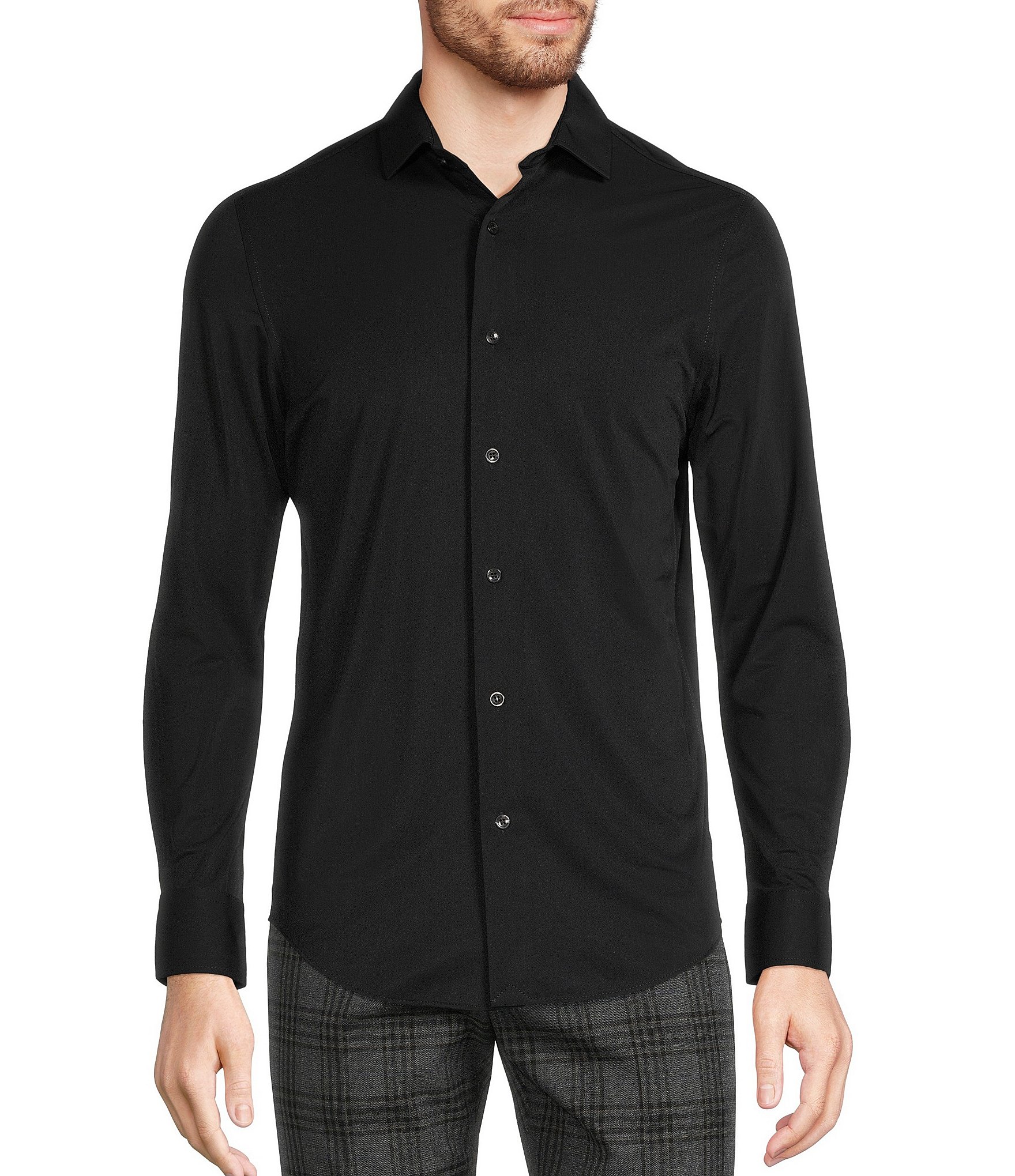 Murano Collezione Canclini Slim-Fit Solid Long-Sleeve Techno Woven Shirt