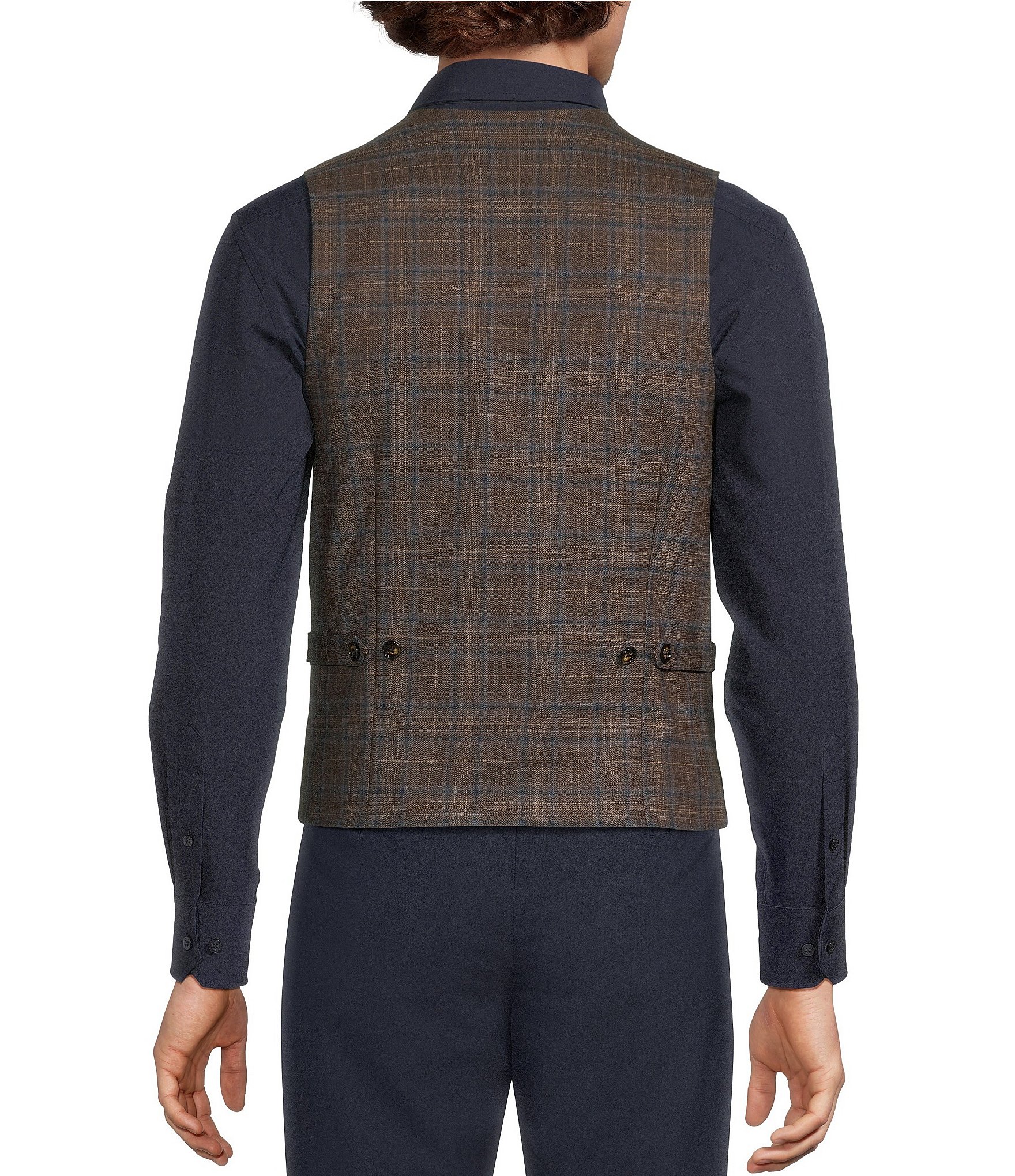 Murano Collezione Coordinating Double Breasted Plaid Suit Separates Vest