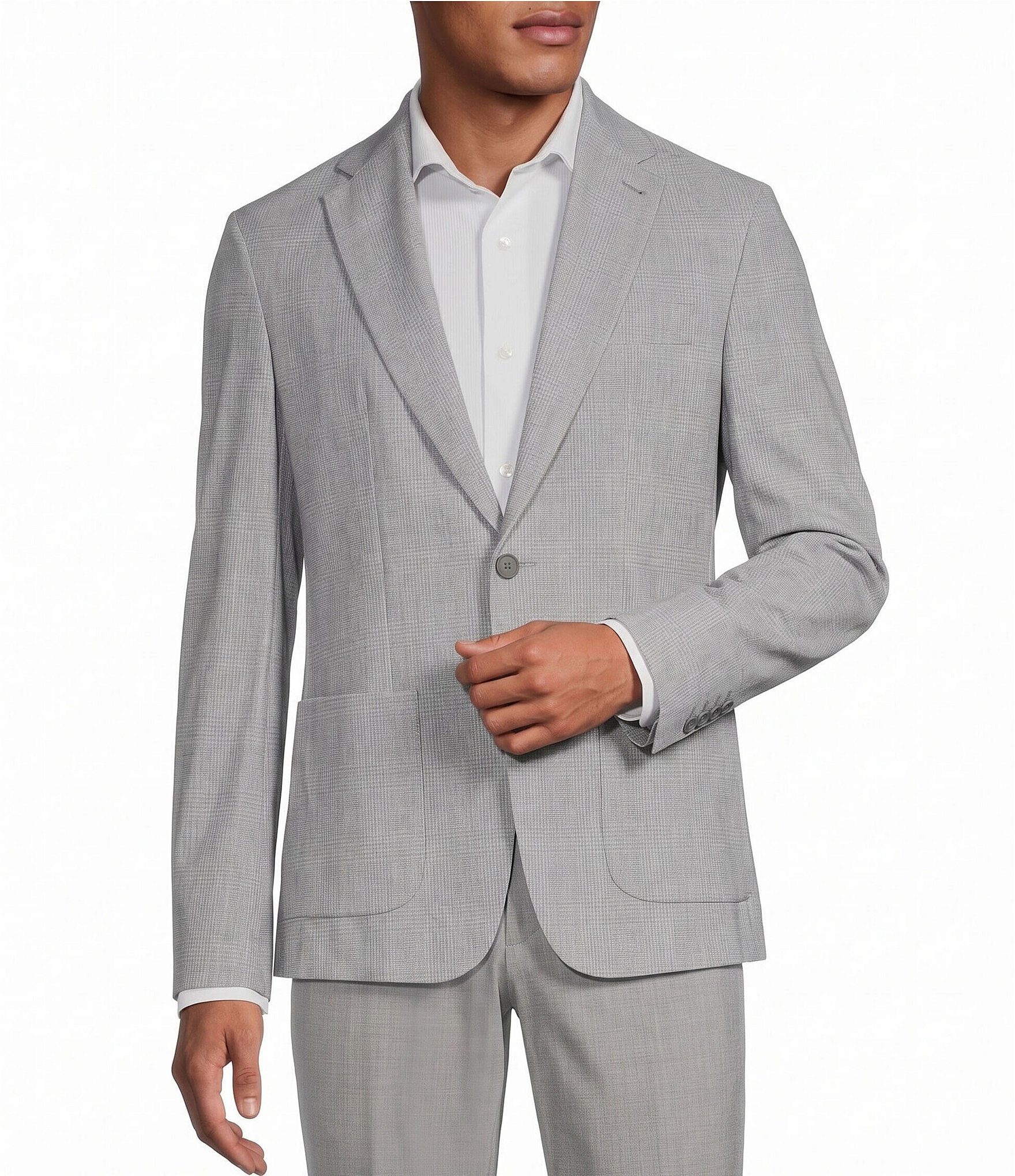 Murano Collezione Coordinating Slim Fit Glen Plaid Knit Travel Suit Separates Blazer