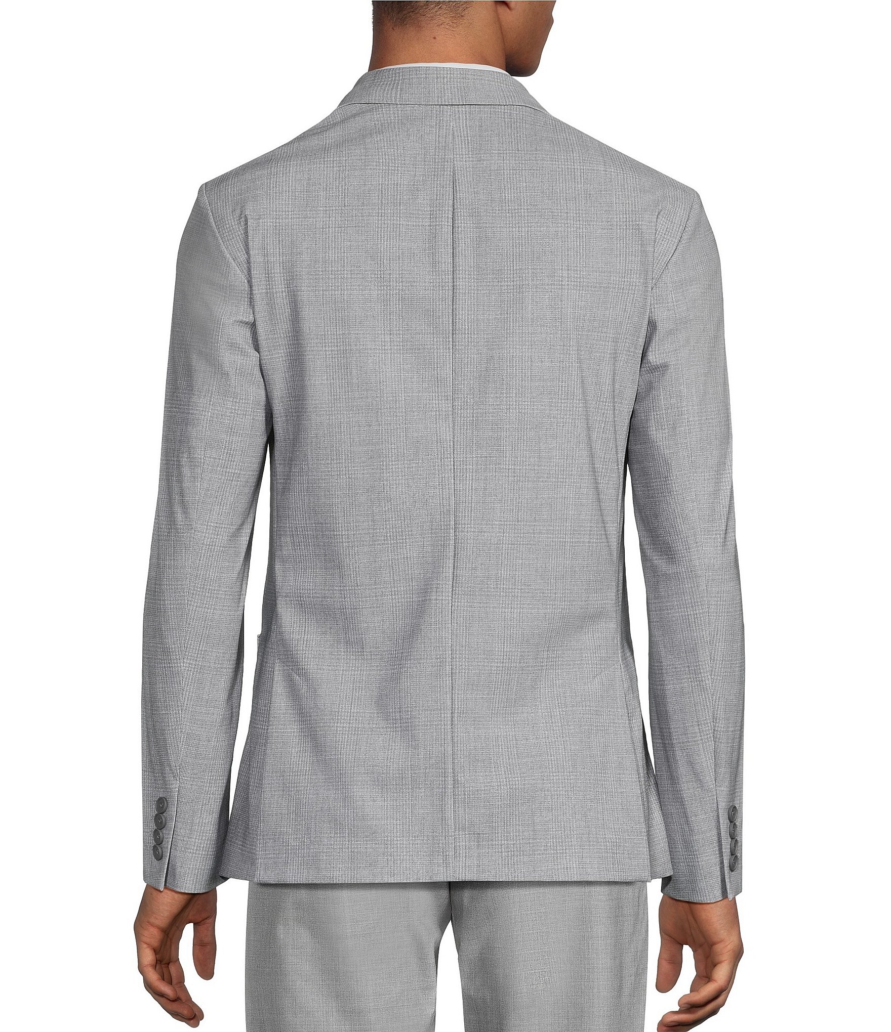 Murano Collezione Coordinating Slim Fit Glen Plaid Knit Travel Suit Separates Blazer