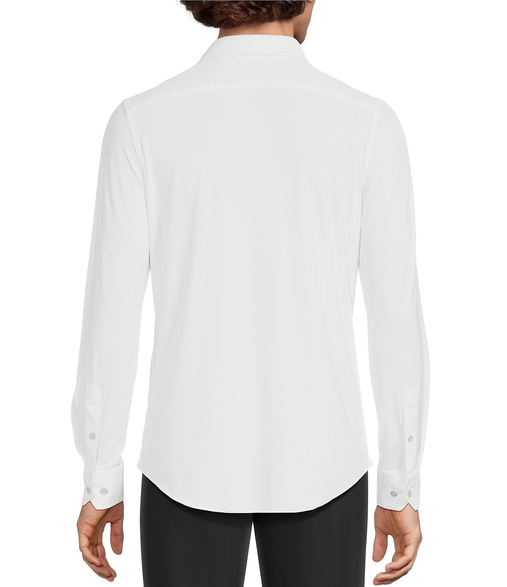 Murano Collezione Eurojersey Slim Fit Solid Textured Long Sleeve Woven Shirt