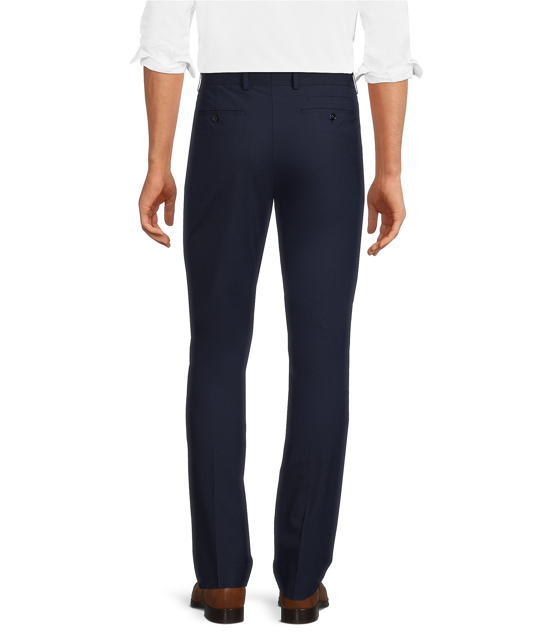 Murano Collezione Evan Extra Slim-Fit Performance Bi-Stretch Suit Separates Wool Blend Flat-Front Dress Pants