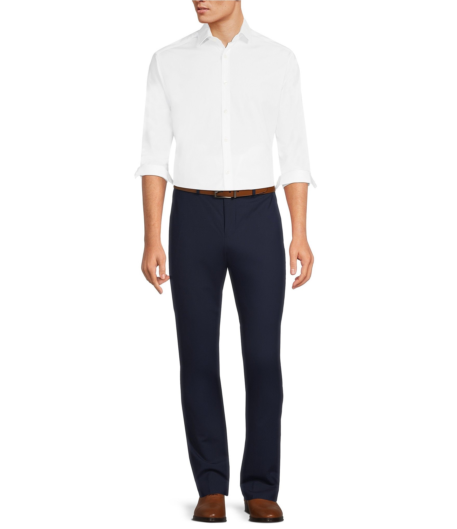 Murano Collezione Evan Extra Slim-Fit Performance Bi-Stretch Suit Separates Wool Blend Flat-Front Dress Pants