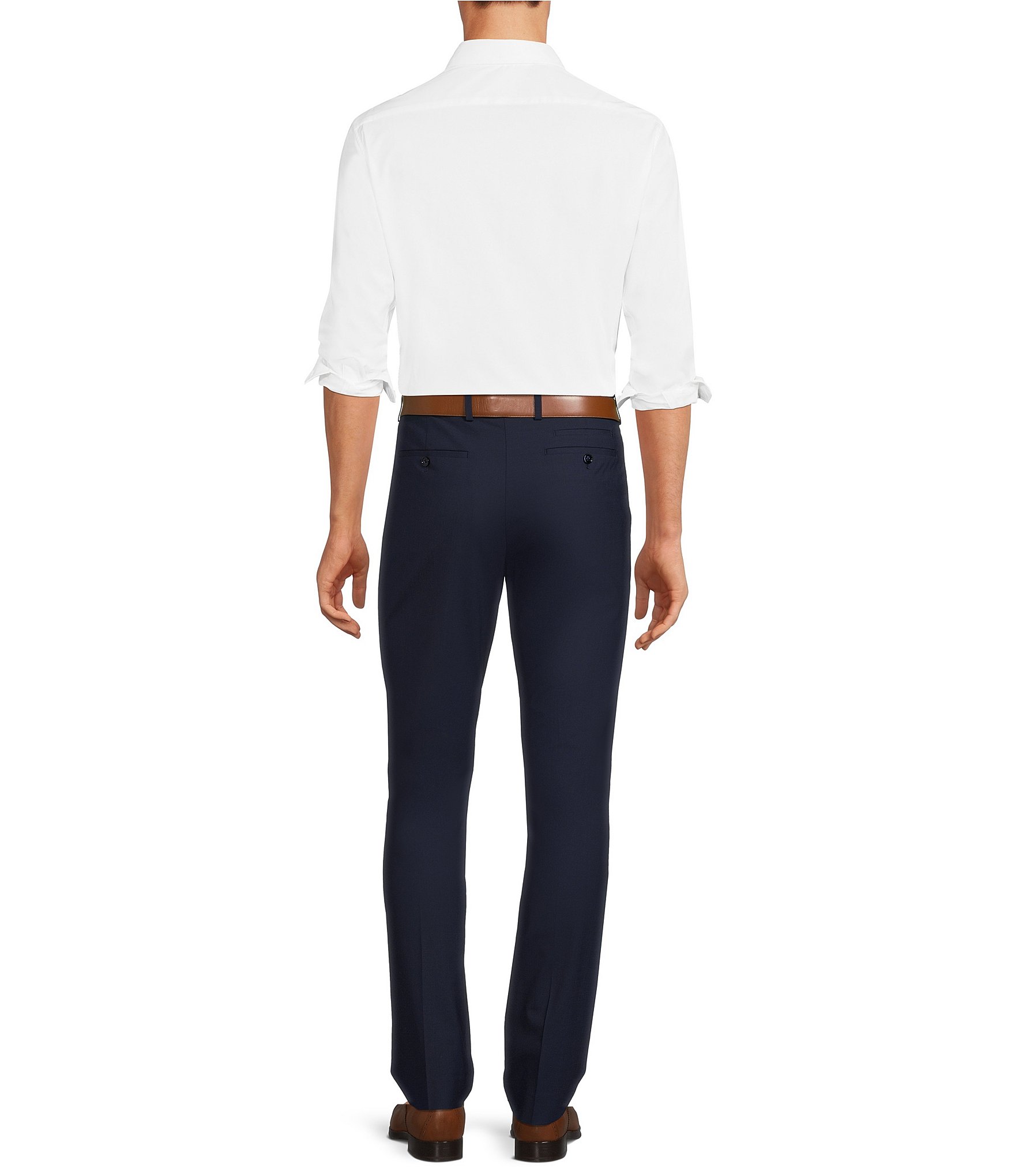 Murano Collezione Evan Extra Slim-Fit Performance Bi-Stretch Suit Separates Wool Blend Flat-Front Dress Pants