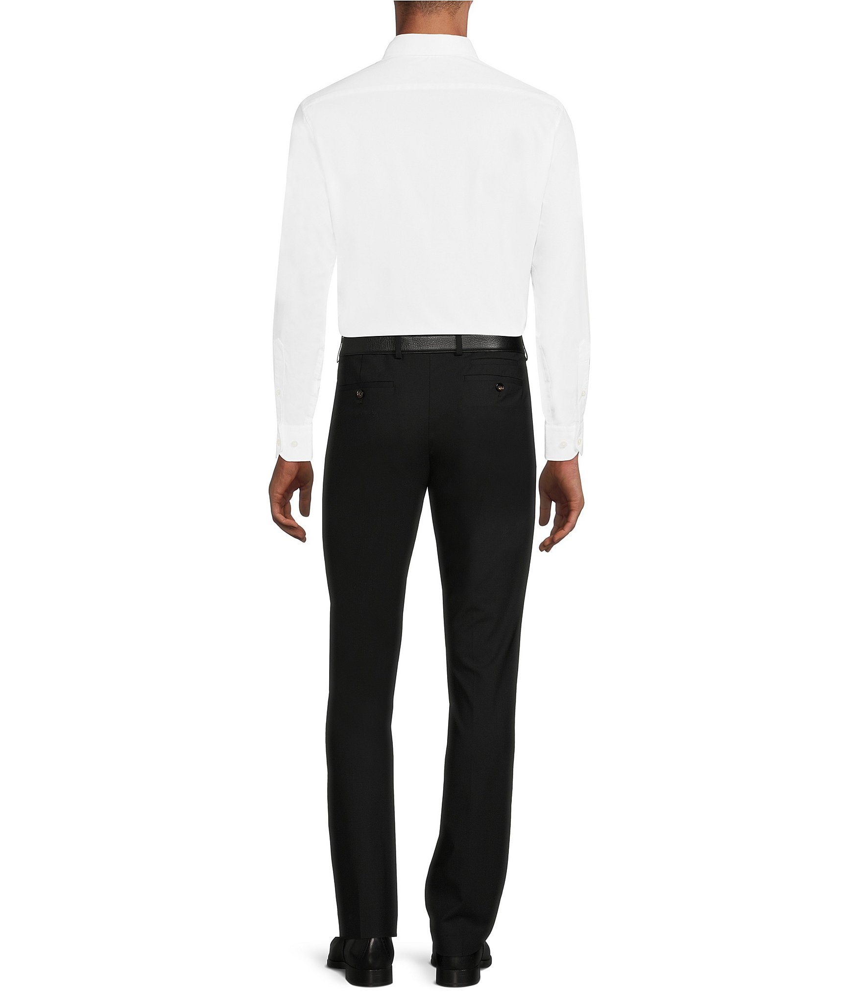 Murano Collezione Evan Extra Slim-Fit Performance Bi-Stretch Suit Separates Wool Blend Flat-Front Dress Pants