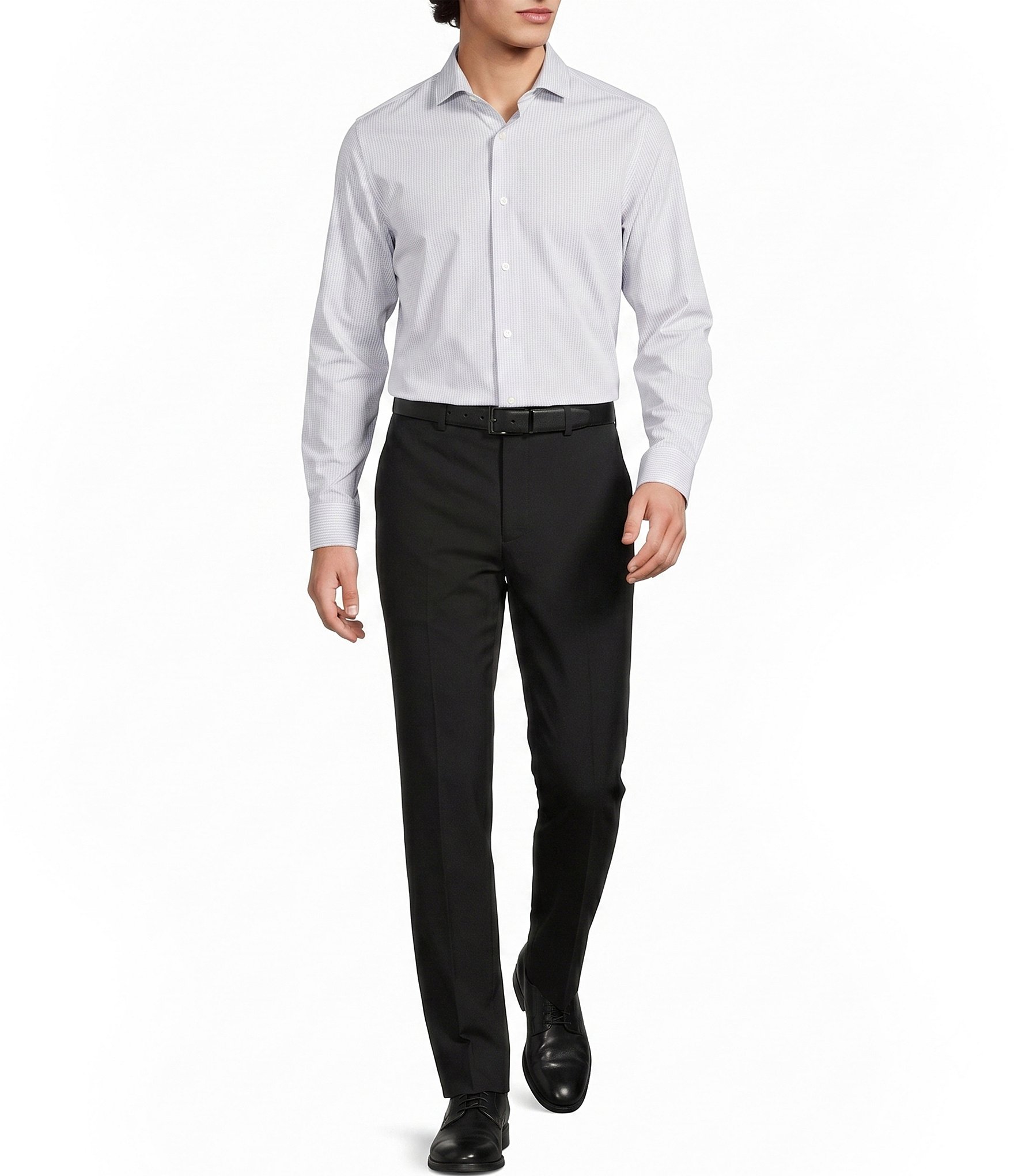 Murano Collezione Slim Fit Dash Stripe Long Sleeve Woven Shirt