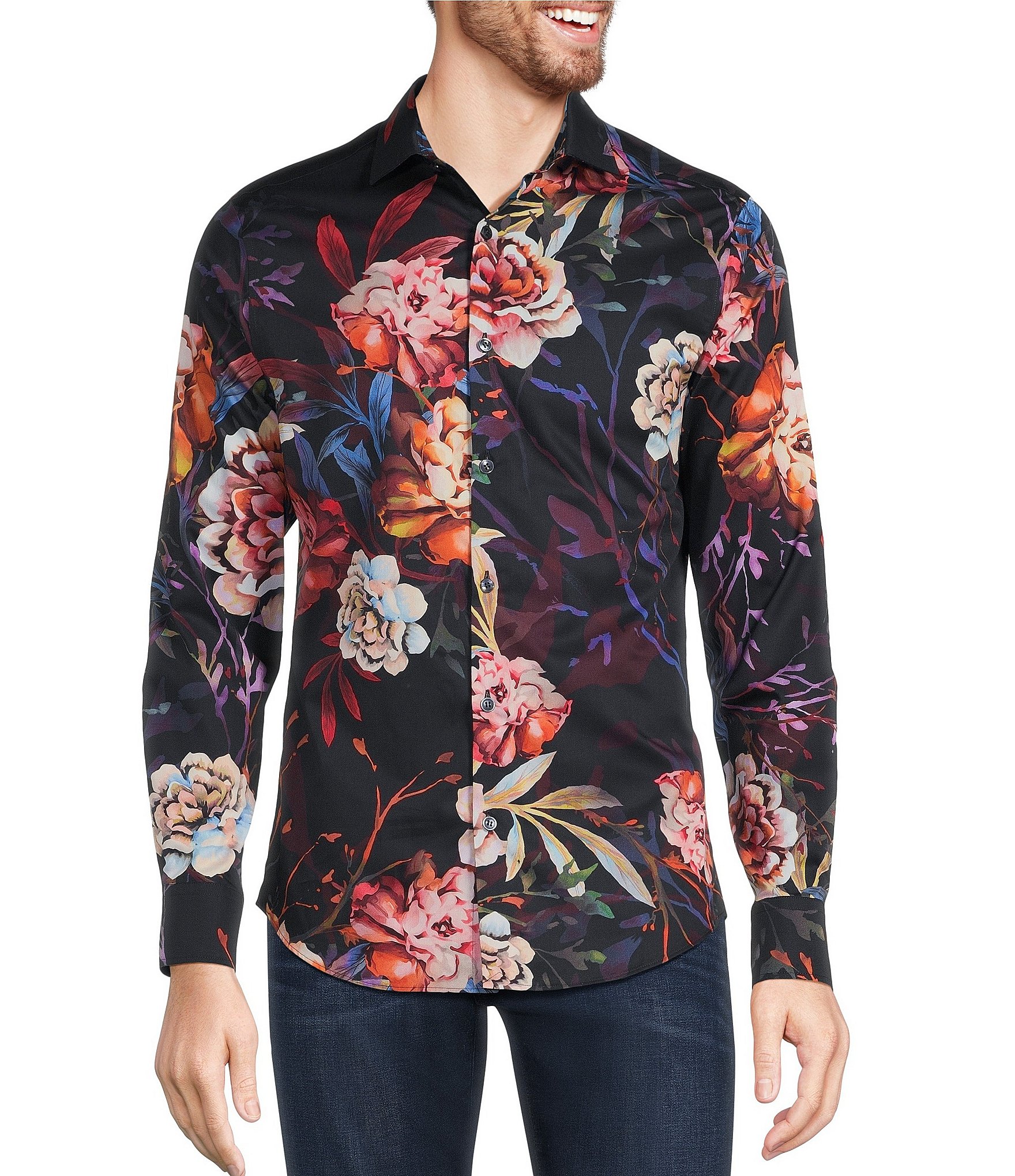 Buffalo Bills Neon Floral Button Up Shirt