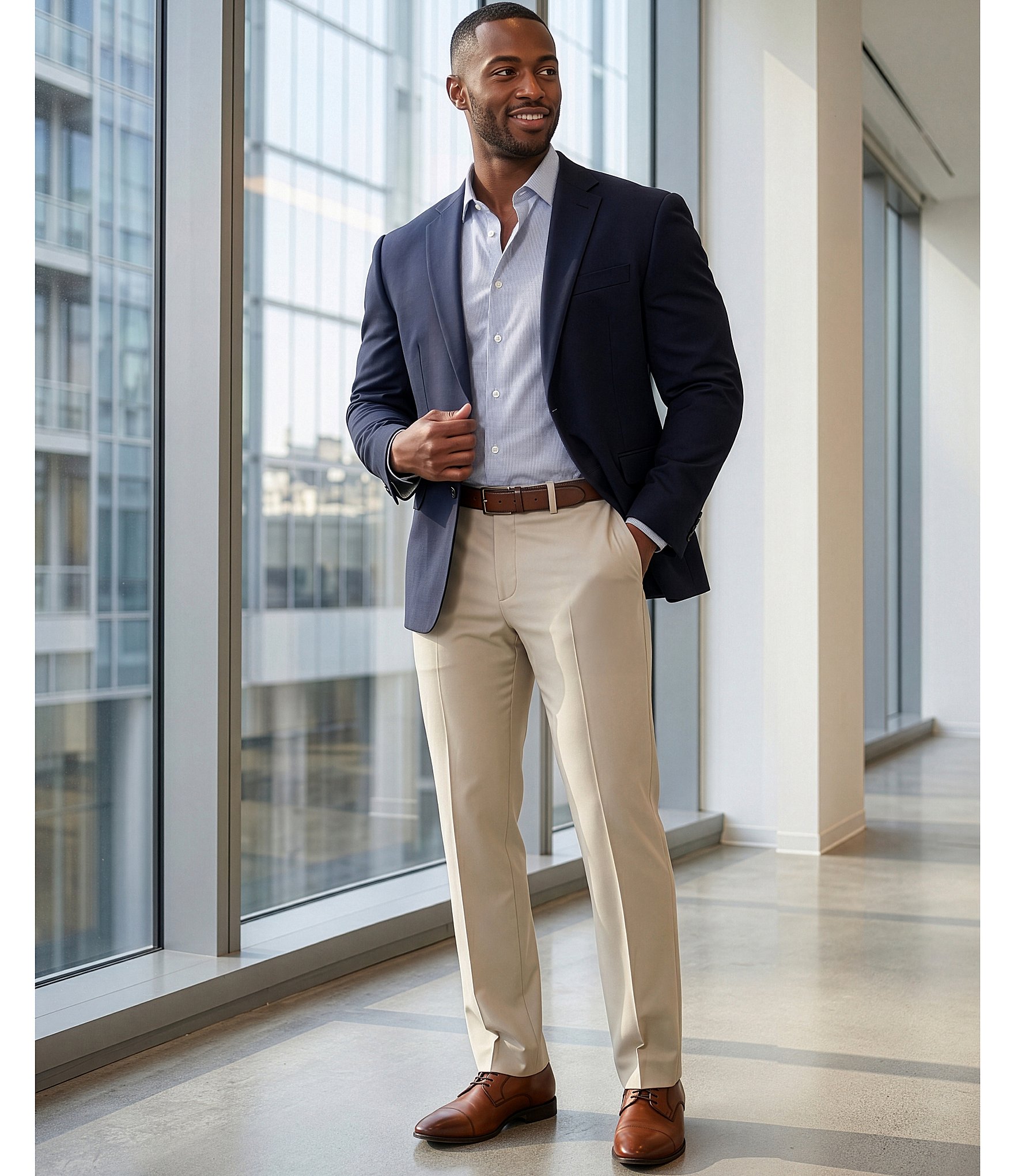 Murano Collezione Slim-Fit Square Pattern Long-Sleeve Shirt