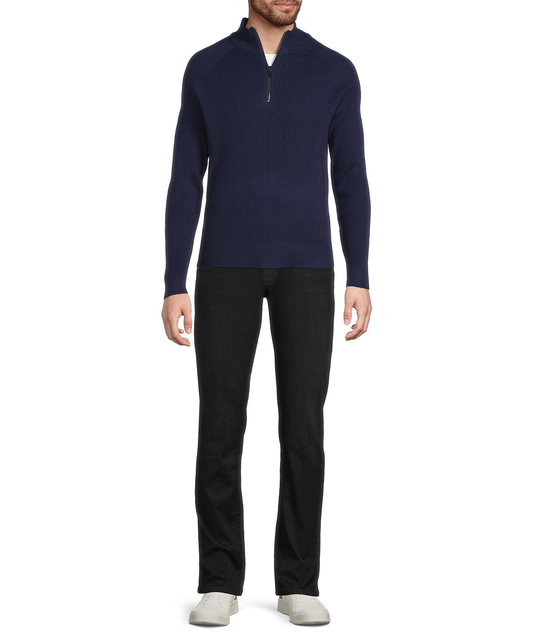 Murano Comfortable Lux Quarter Zip Long Sleeve Ribbed Sweater