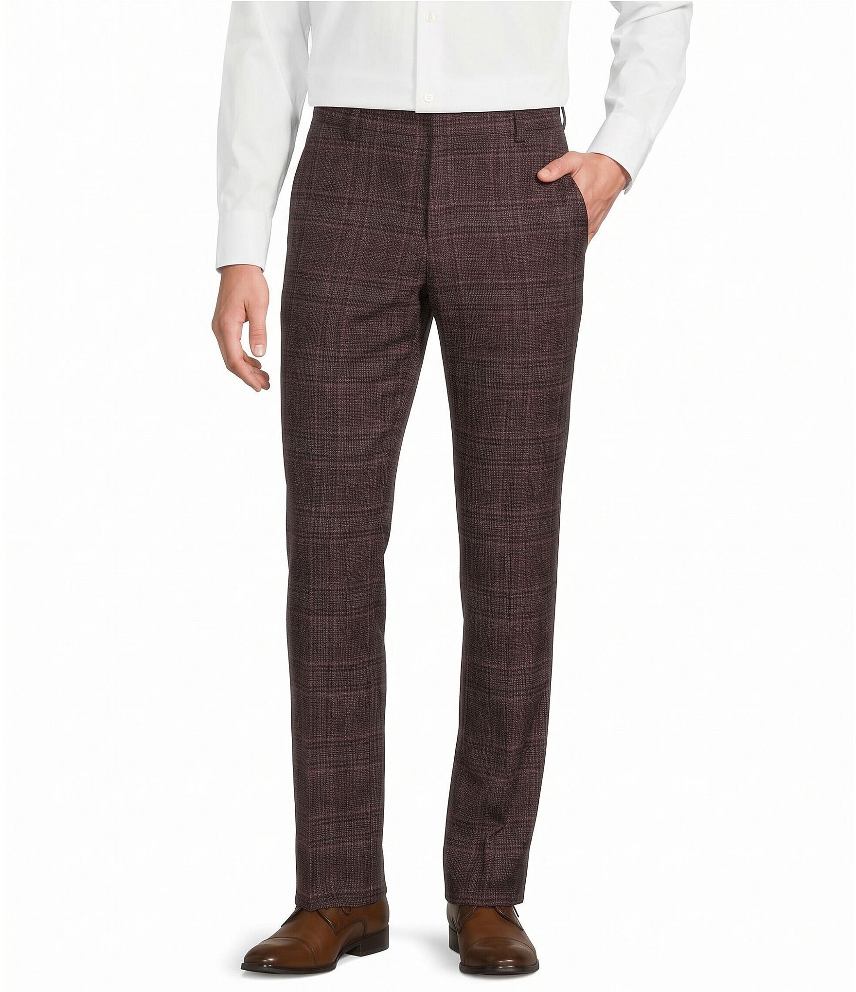 Murano Coordinating Alex Slim Fit Flat Front Plaid Suit Separates Dress Pants