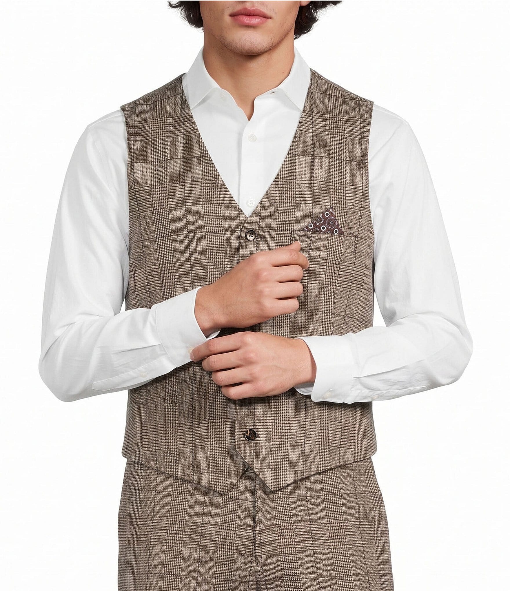 Murano Coordinating Glen Plaid Suit Separates Vest