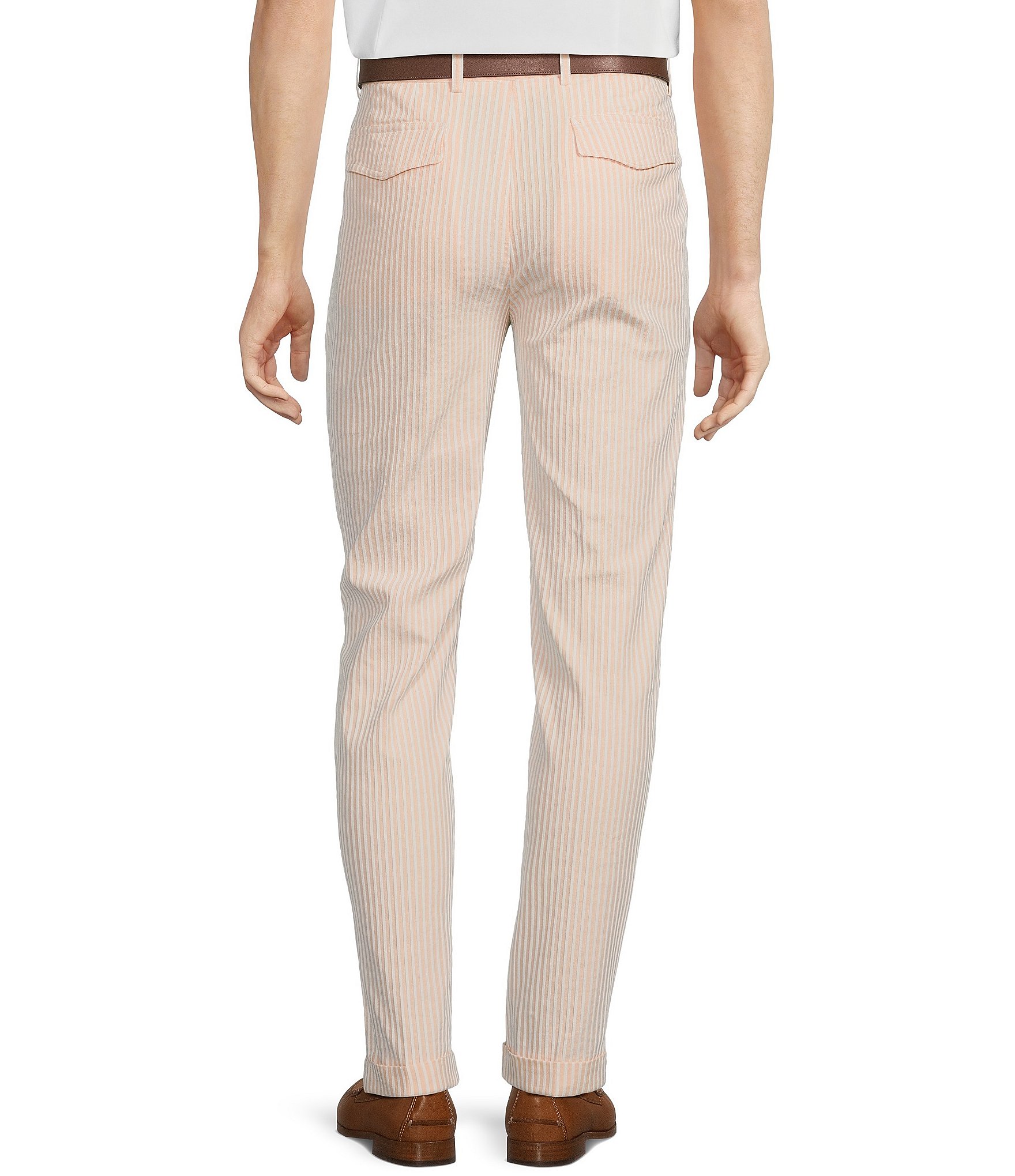 Murano Corsa Di Cavalli Derby Collection Lucas Pleated Stripe Seersucker Dress Pants