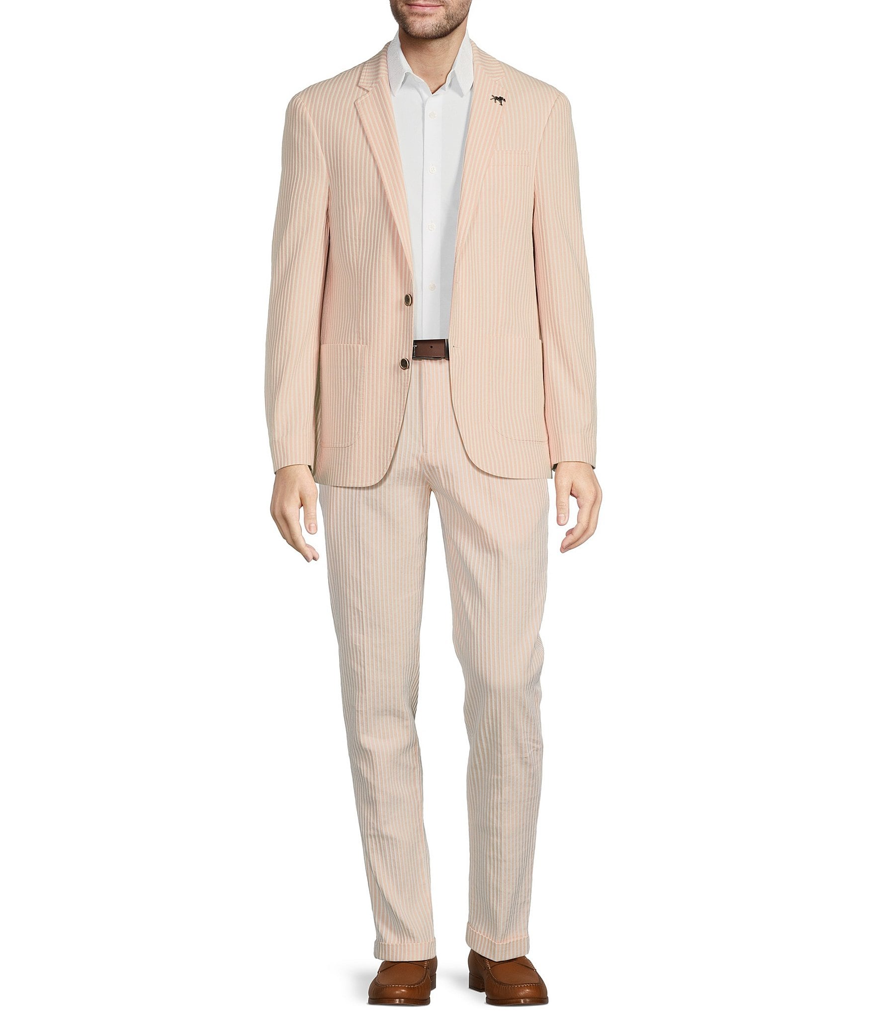 Murano Corsa Di Cavalli Derby Collection Lucas Pleated Stripe Seersucker Dress Pants