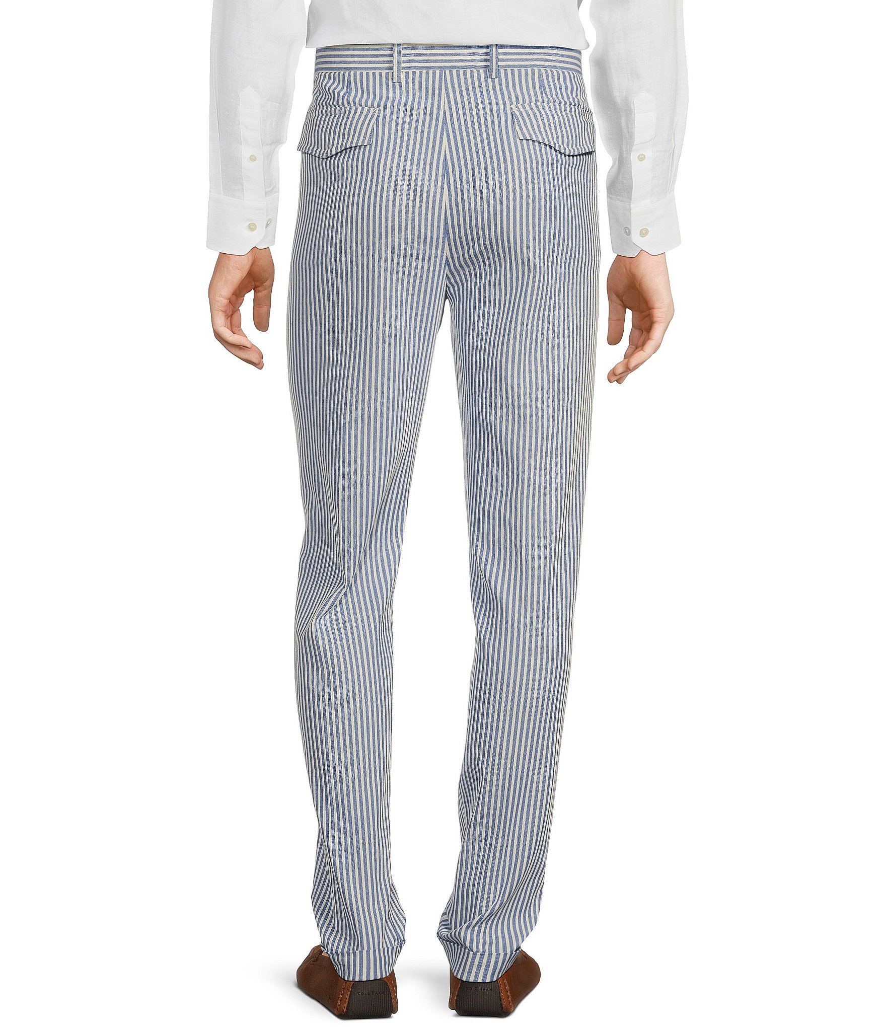 Murano Corsa Di Cavalli Derby Collection Lucas Pleated Stripe Seersucker Dress Pants