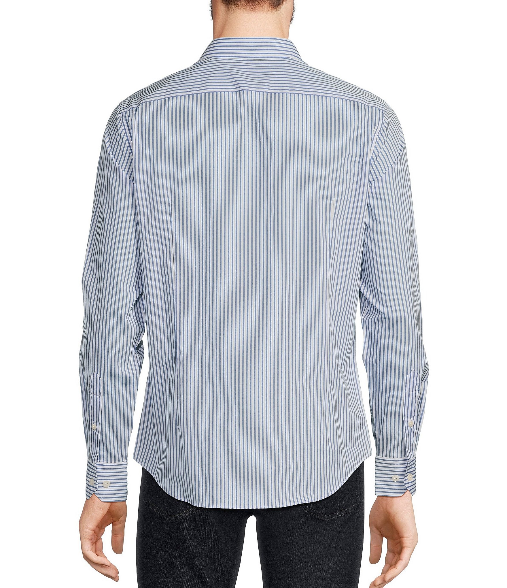 Murano Corsa Di Cavalli Derby Collection Slim-Fit Placed Rose Stripe Print Long Sleeve Woven Shirt