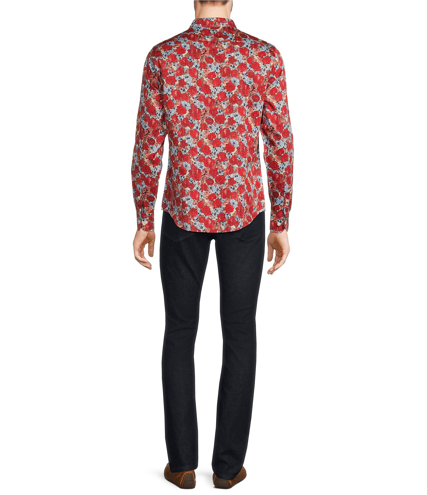 Murano Corsa Di Cavalli Derby Collection Slim-Fit Rose Print Murano Corsa Di Cavalli Derby Collection Slim-Fit Rose Print